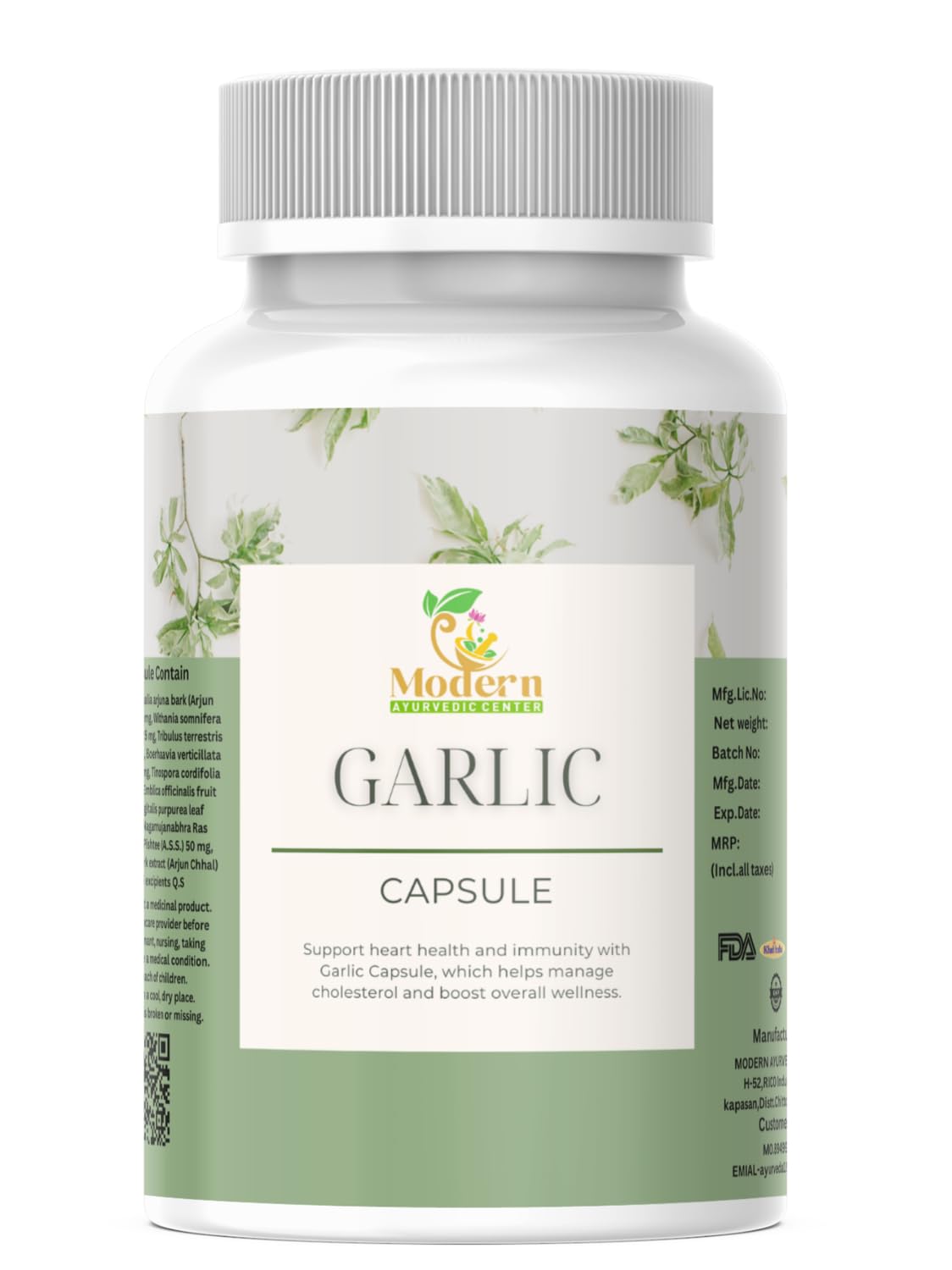 Modern Ayurvedic Centre Organic Garlic Capsules, 60 Capsules