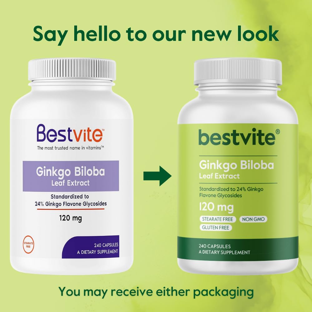 BESTVITE Ginkgo Biloba 120mg Capsules, 240 Count