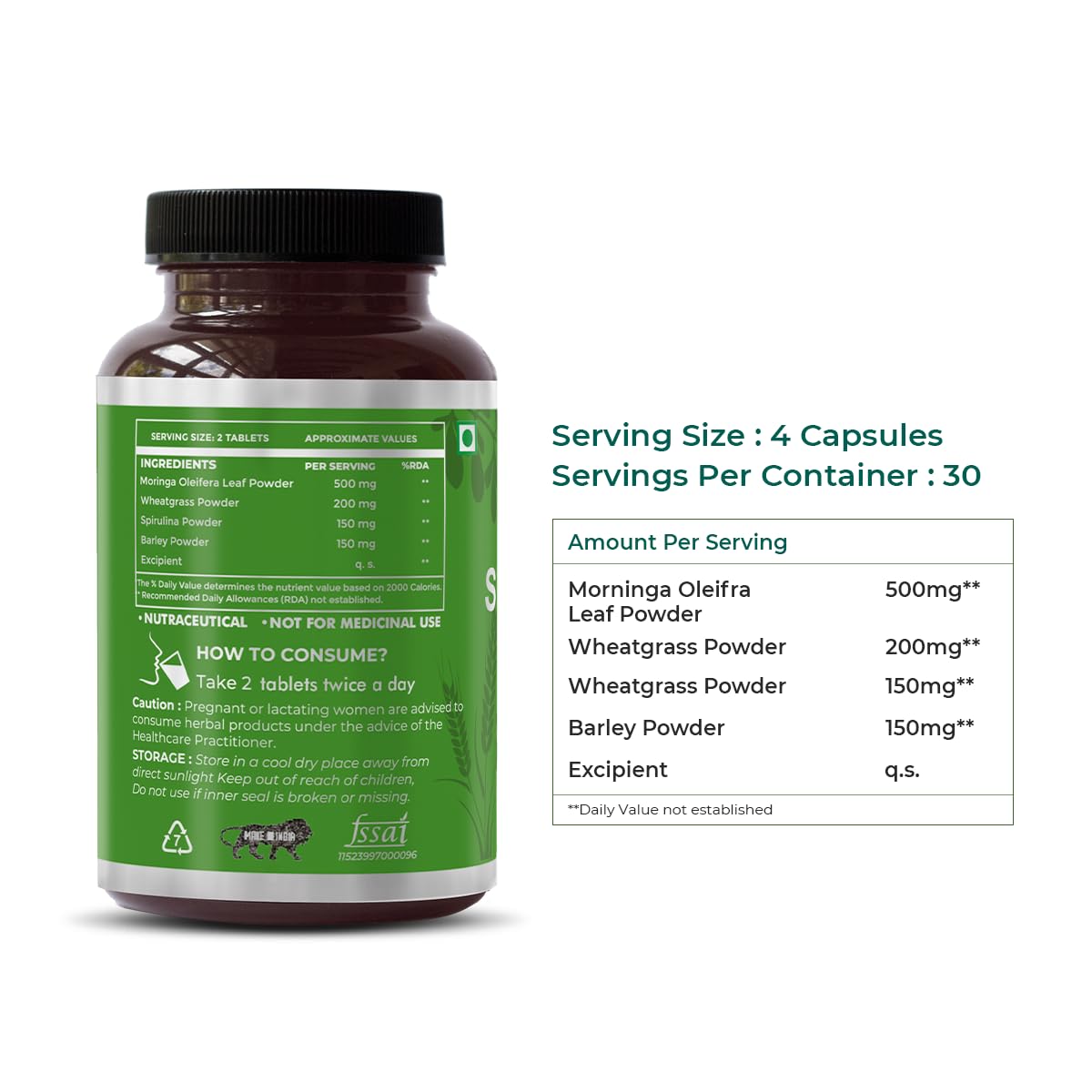 SAPTAMVEDA Natural Supergreen Tablets 120 Count