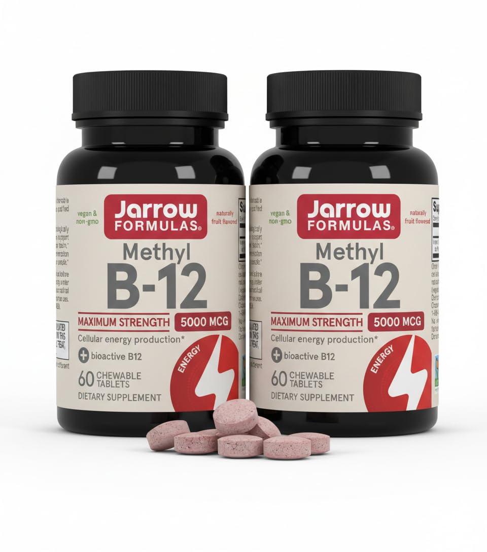 Jarrow Formulas Methyl Vitamin B12 5000 mcg Chewable Tablets, 120 Count