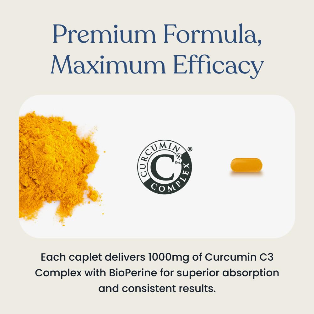 Better Way Health Turmeric Curcumin C3 Complex 1000mg with BioPerine High Absorption Joint Support Capsules 60 Count