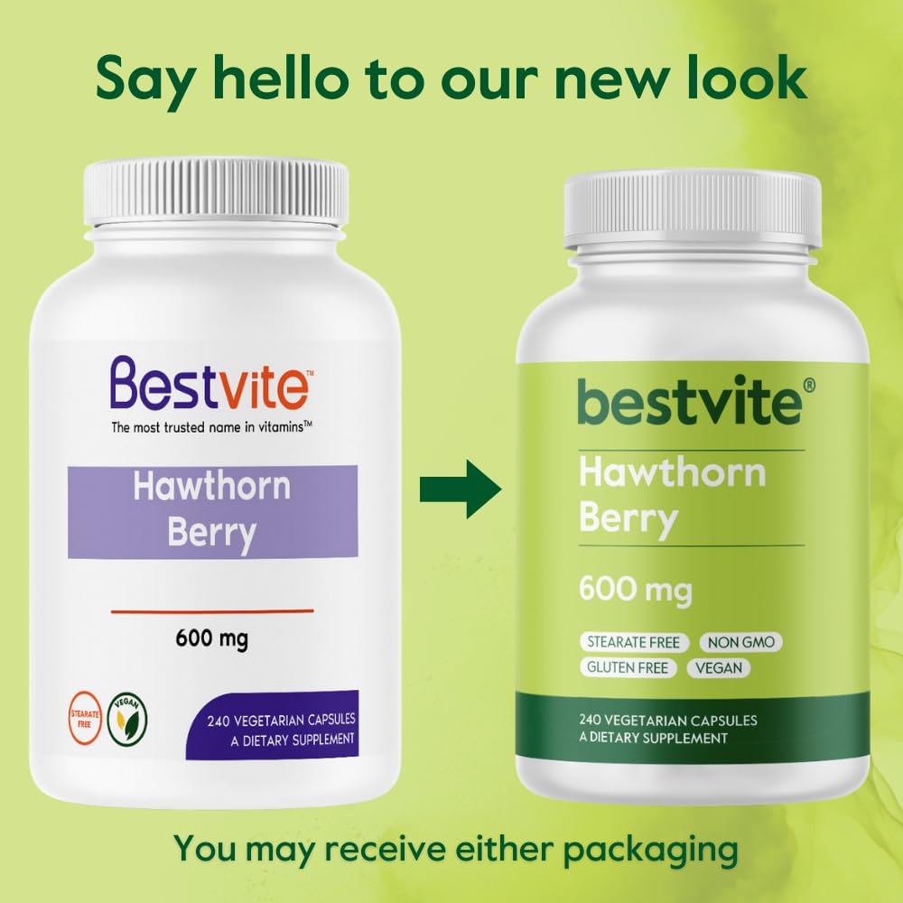 BESTVITE Hawthorn Berry 600mg Capsules, 240 Count