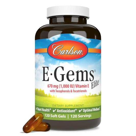 Carlson E-Gems Elite 1000 IU Vitamin E with Tocopherols & Tocotrienols Softgels 120