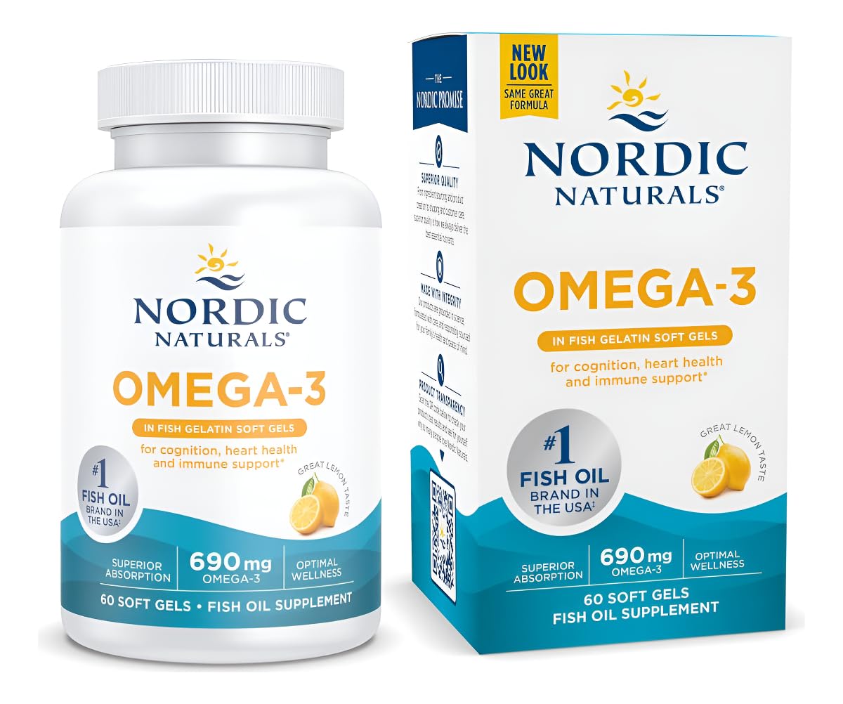 Nordic Naturals Omega-3 in Fish Gelatin Lemon Flavor Softgels 60 Count