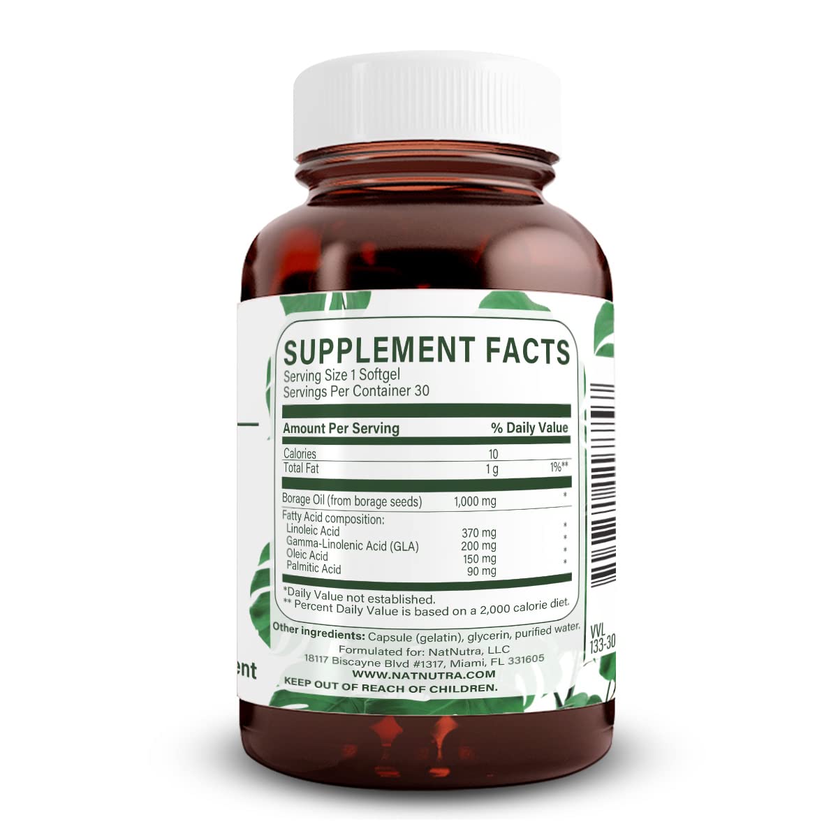 Natural Nutra Borage Oil Supplement, Omega-6 Fatty Acid, Softgels, 30