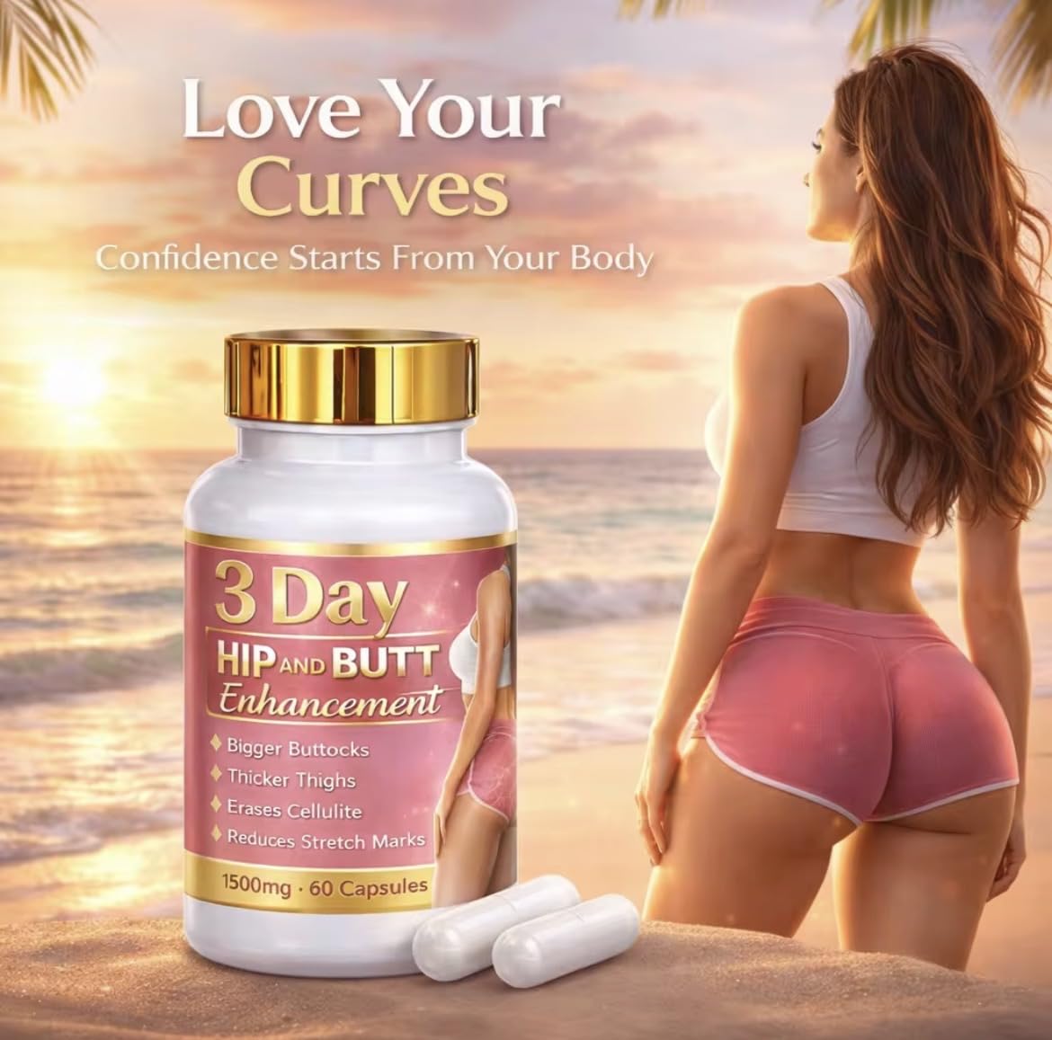 Generic Natural Hip Enhancement 3 Days Hip & Big Butt Herbal Powder, 60 Count