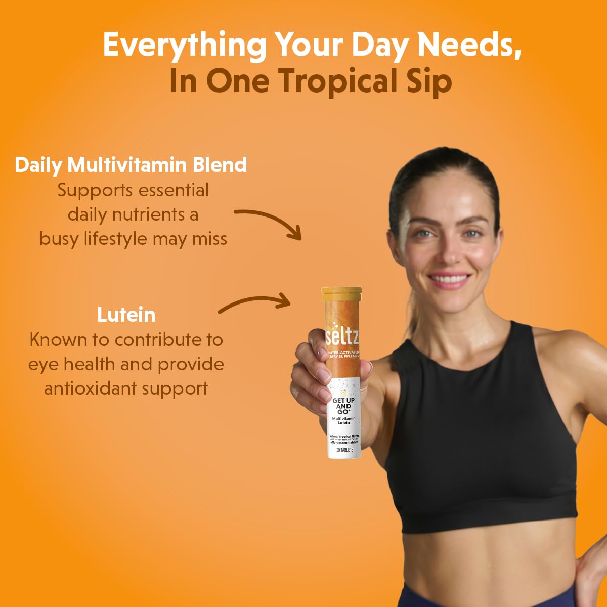 Seltz Multivitamin Drink Tablets Effervescent Lutein with Daily Energy, 120 Tablets