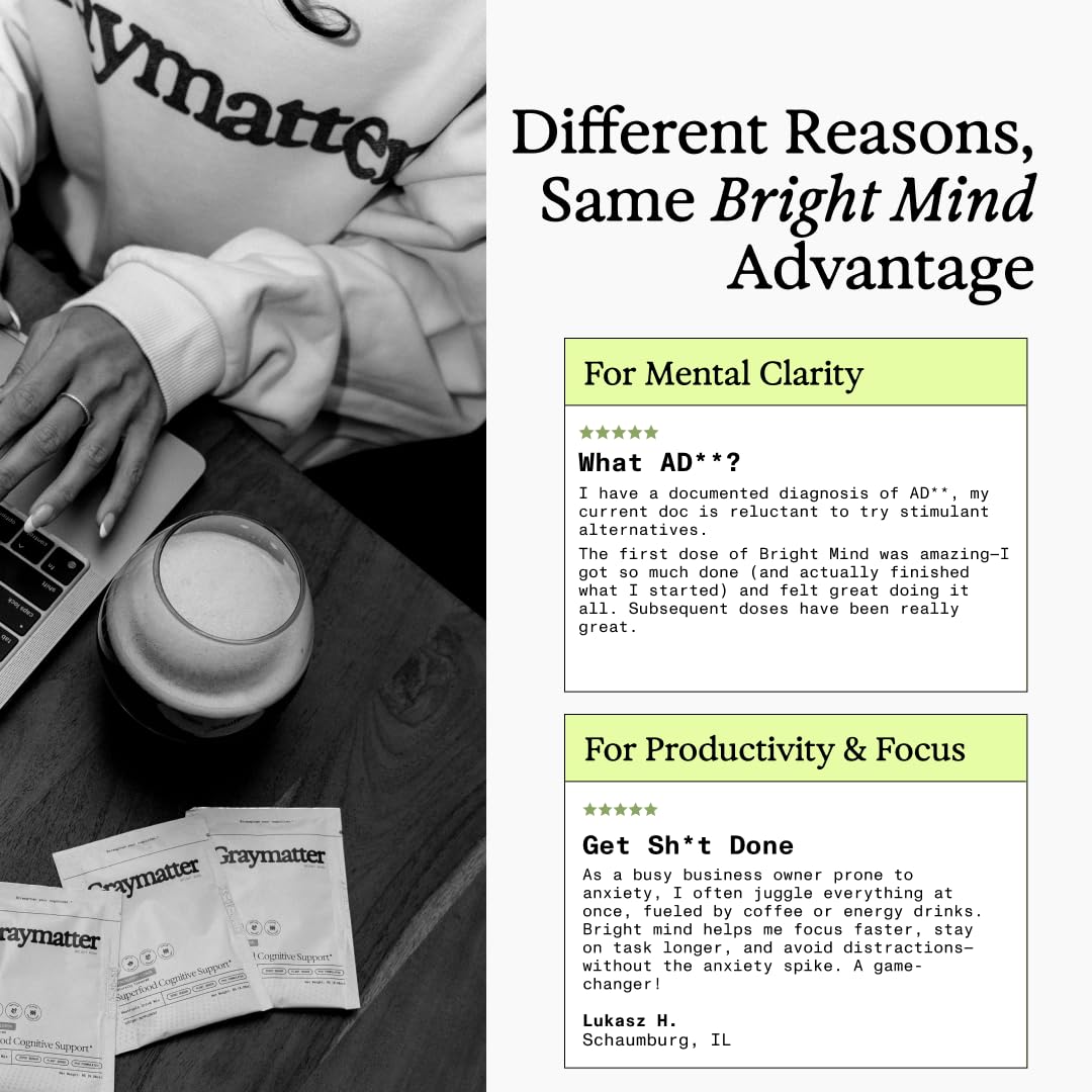 Graymatter Bright Mind Nootropic Powder, Tangerine, 20 Travel Packets