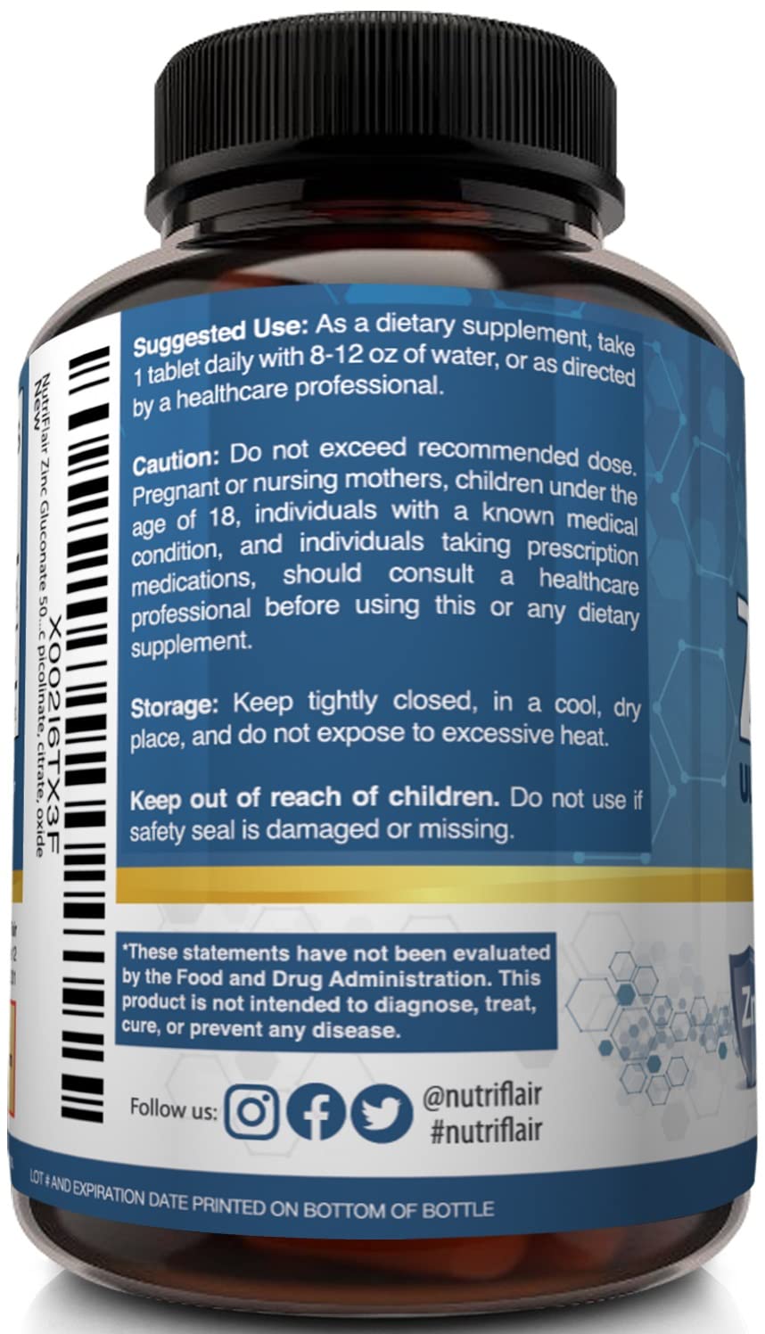 NutriFlair Zinc Gluconate 50mg Capsule, 100 Count