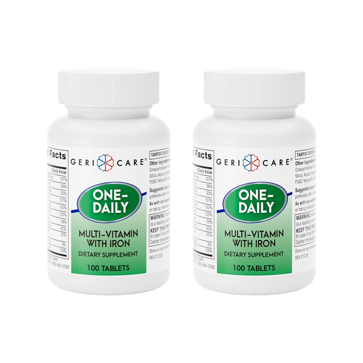 GeriCare One-Daily Multi-Vitamin with Iron Tablet, 200 Count