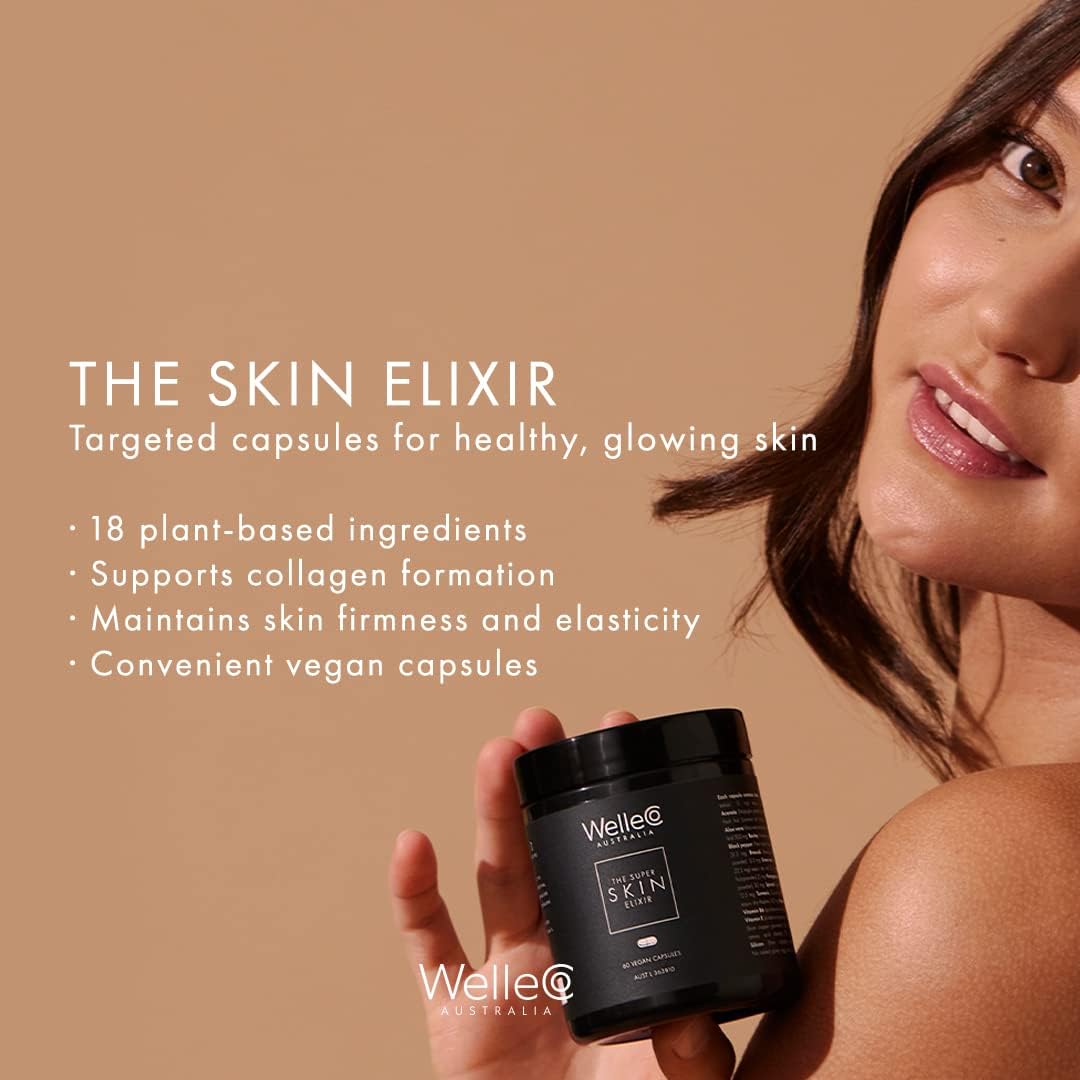 WelleCo The Skin Elixir Greens Powder Capsules, 60 Capsules