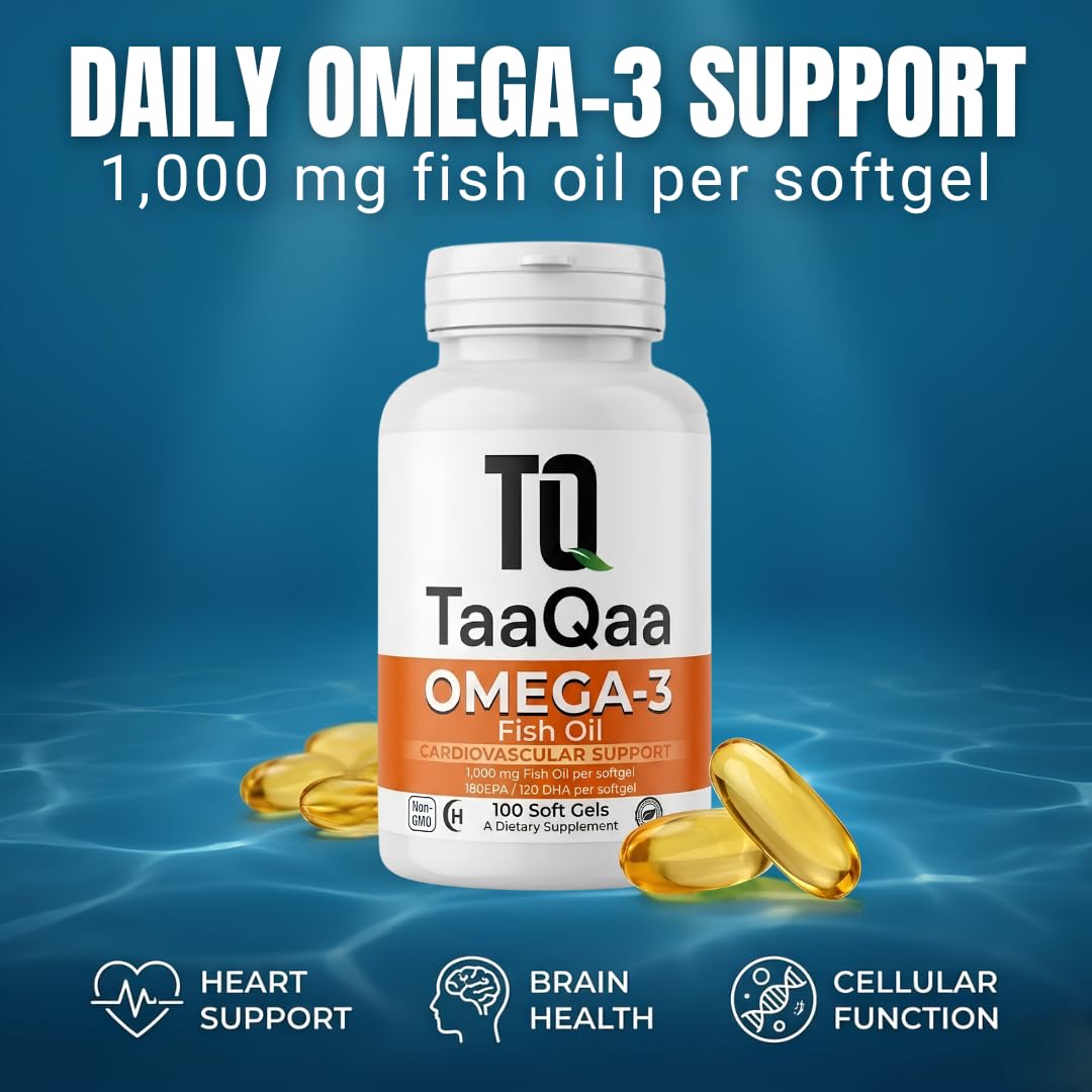CINCY Omega 3 Fish Oil Supplement Softgels, 100 Softgels