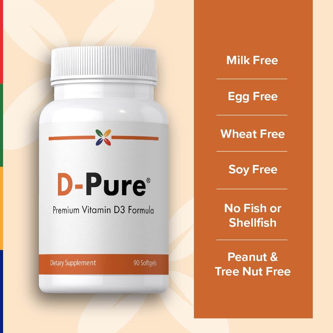 Stop Aging Now D-Pure Vitamin D3 Supplement Capsules, 90 Capsules