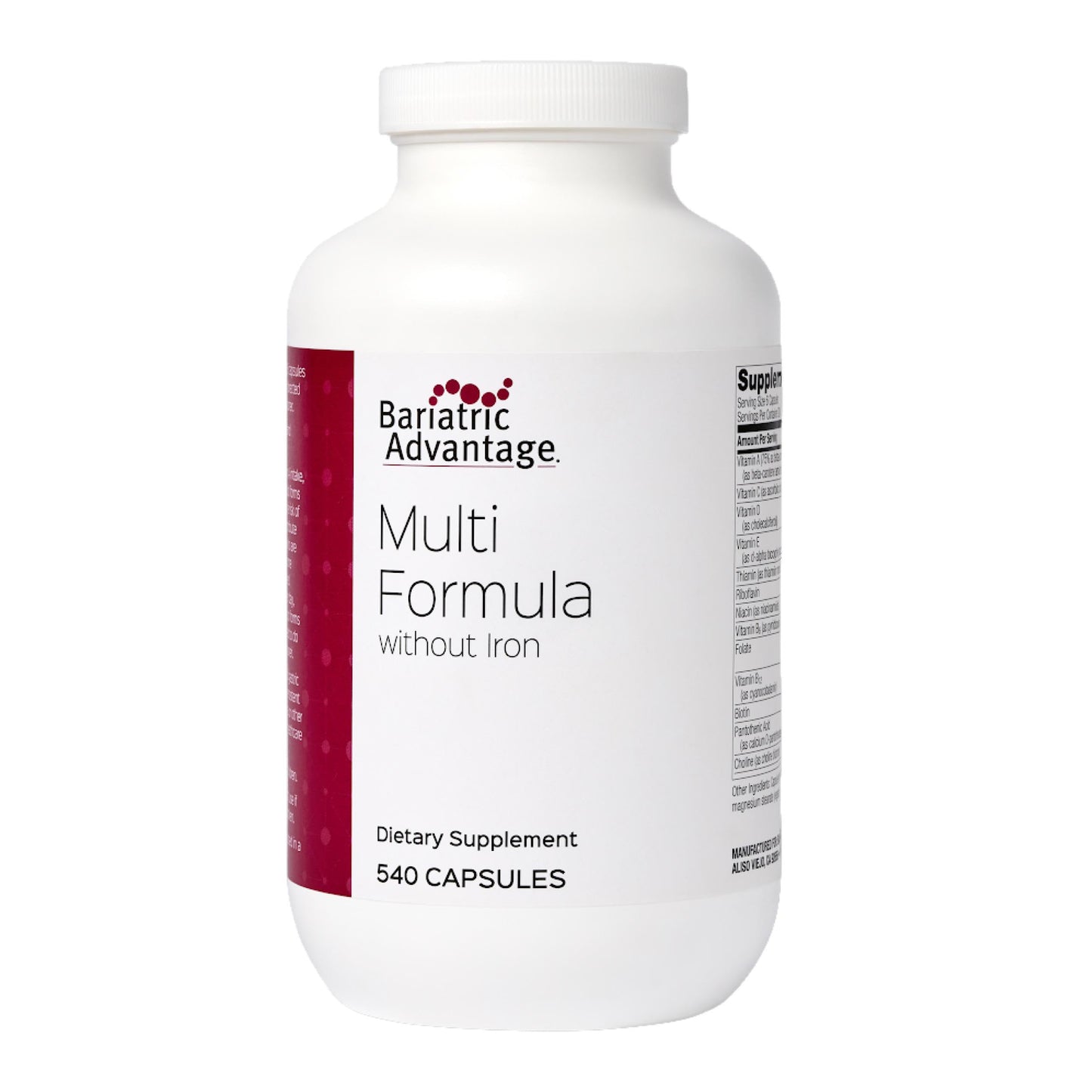 Bariatric Advantage Multi Formula Without Iron High Potency Daily Multivitamin for Bariatric Surgery Patients with 22 Essential Vitamins and Nutrients 540 Capsules