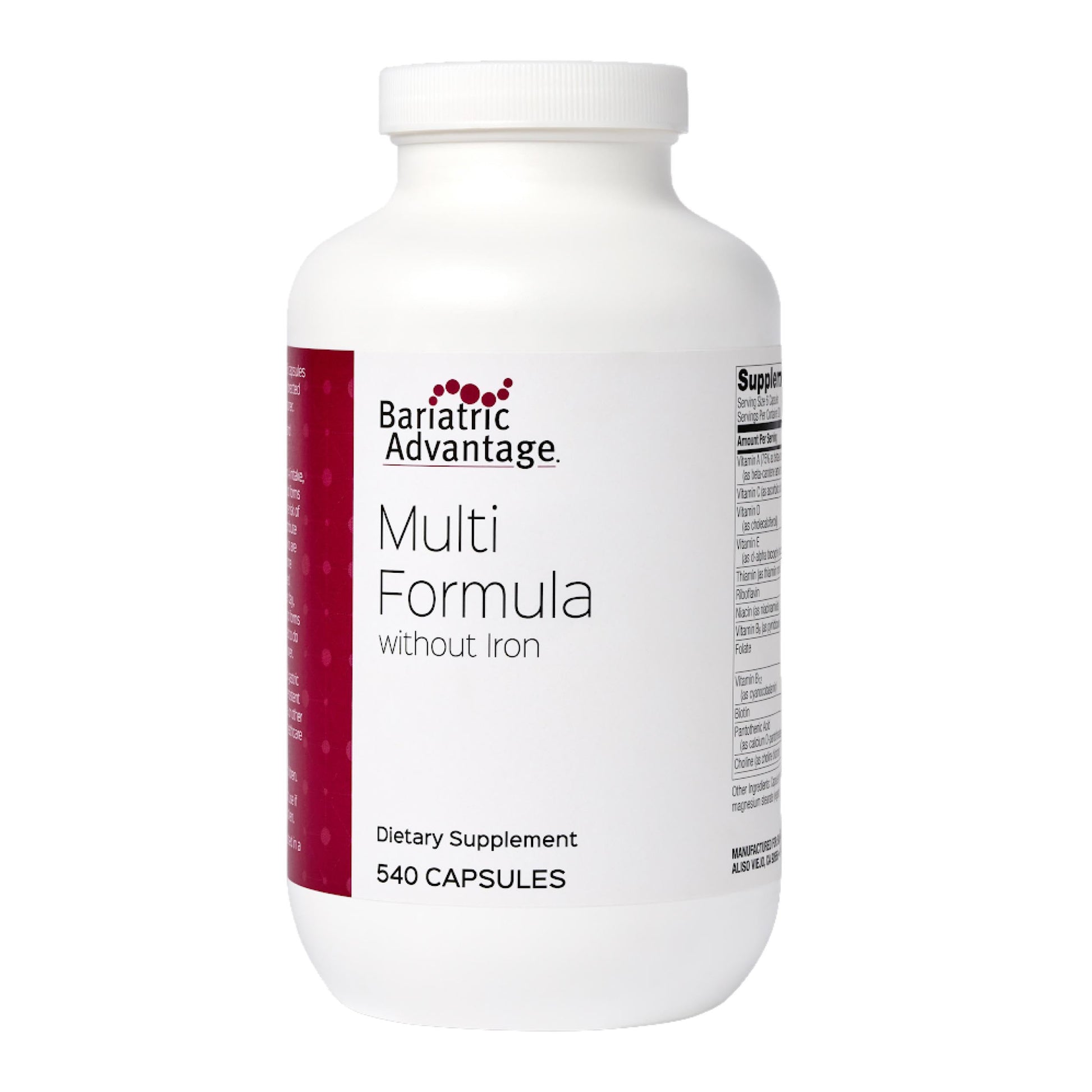 Bariatric Advantage Multi Formula Without Iron High Potency Daily Multivitamin for Bariatric Surgery Patients with 22 Essential Vitamins and Nutrients 540 Capsules