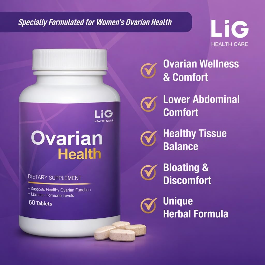 LIG Health Care Ovarian Health Natural Herbal Supplement for Women’s Hormone Balance with Honeysuckle Flower, 60 Tablets