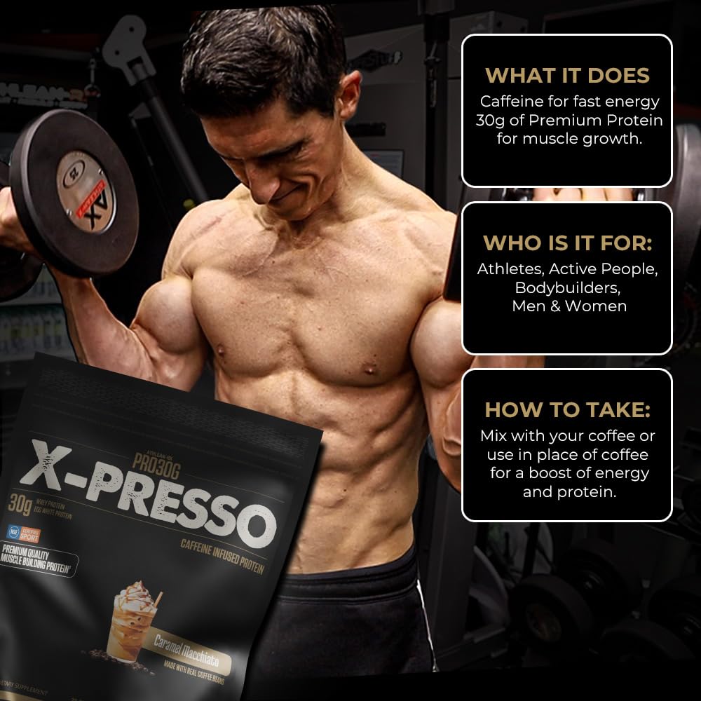 ATHLEAN-RX Xpresso Premium Caffeinated Protein Powder Caramel Macchiato, Powder, 2.67 Pound