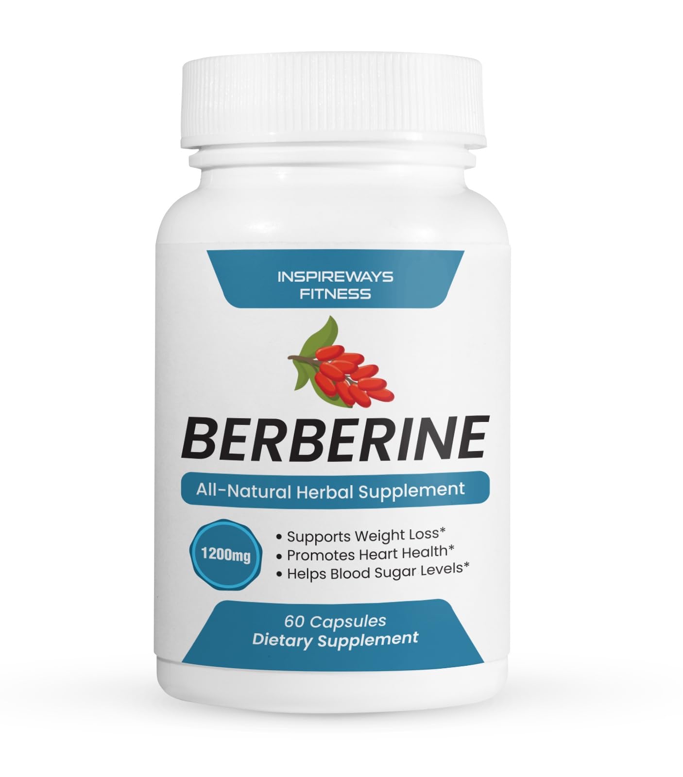 Fitness InspireWays Berberine Supplement 1200mg HCL Capsule, 60 Count