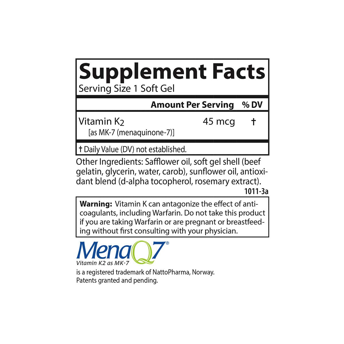Carlson Vitamin K2 MK-7 (Menaquinone) 45 mcg Softgels, 90 Count