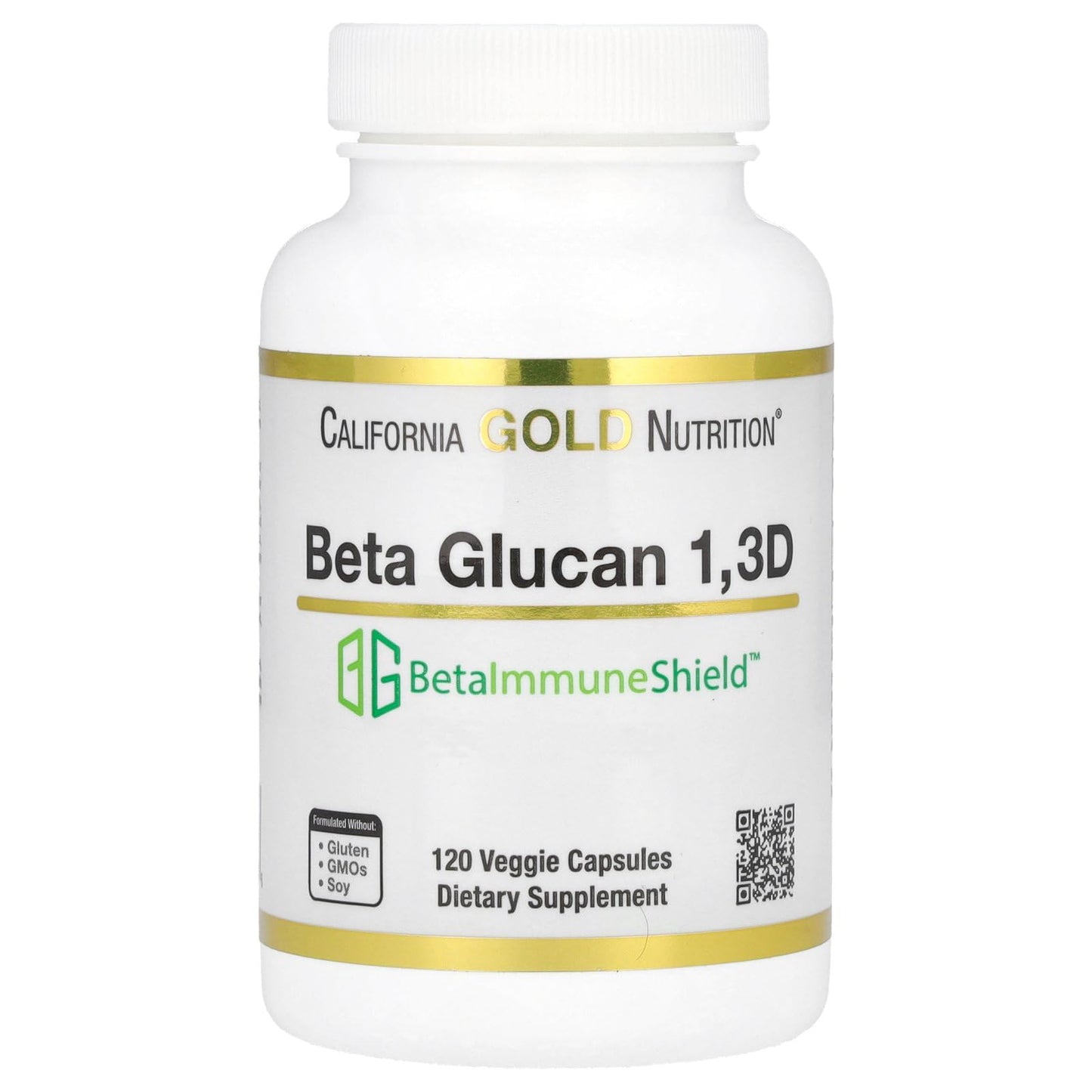 California Gold Nutrition Beta Glucan 1-3D with Beta-ImmuneShield 125 mg Capsule, 120 Veggie Capsules