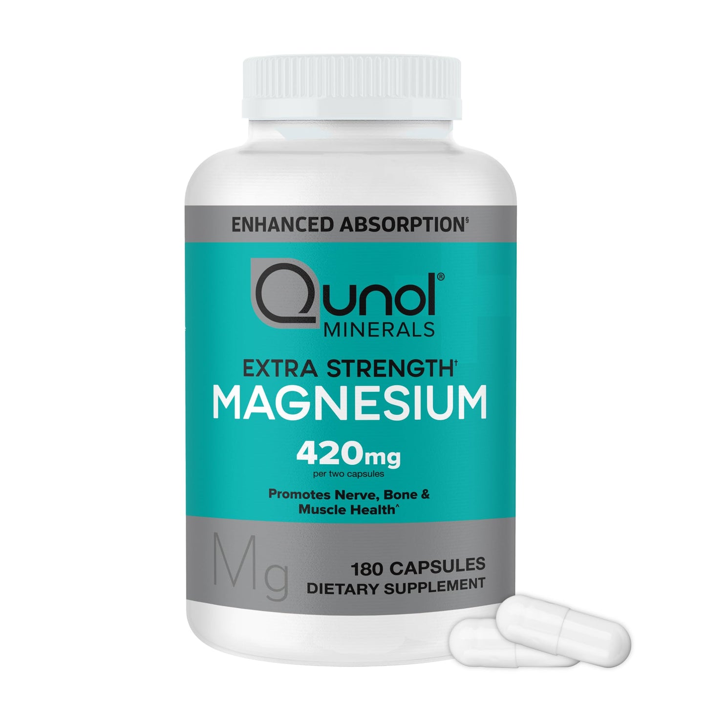 Qunol Magnesium Capsules 420mg, 180 Count