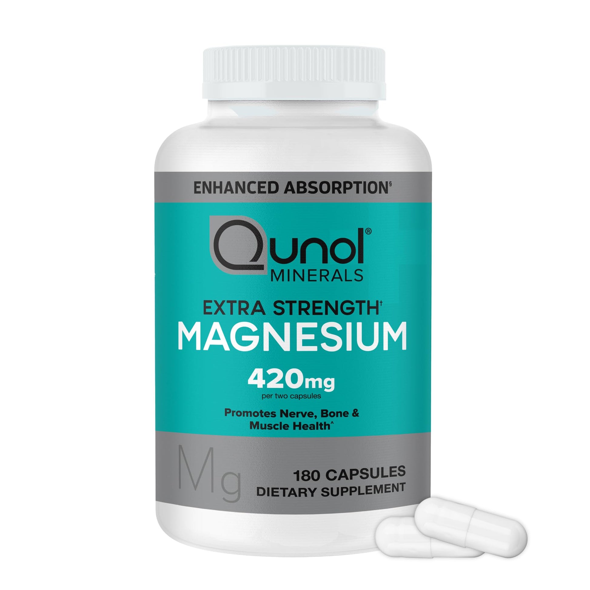 Qunol Magnesium Capsules 420mg, 180 Count