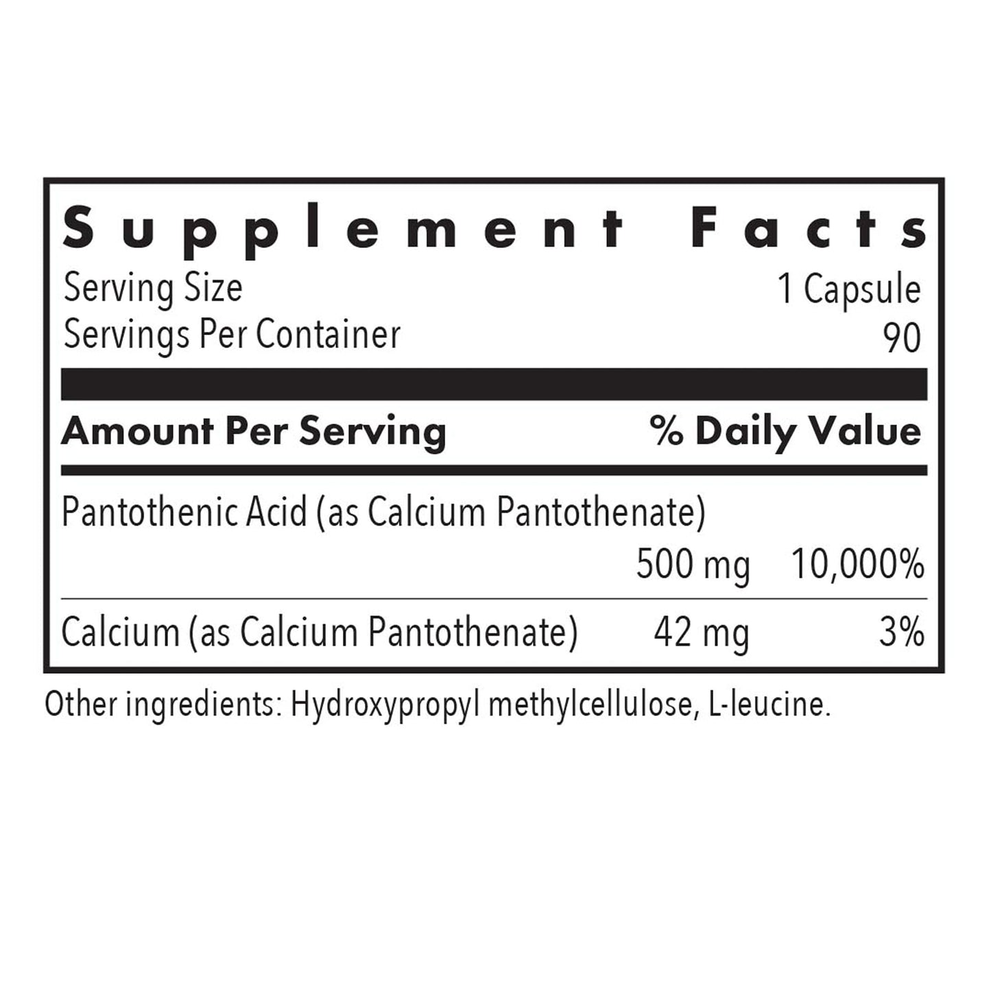 Allergy Research Group Pantothenic Acid 500 mg Vitamin B5 Capsules, 90 Count