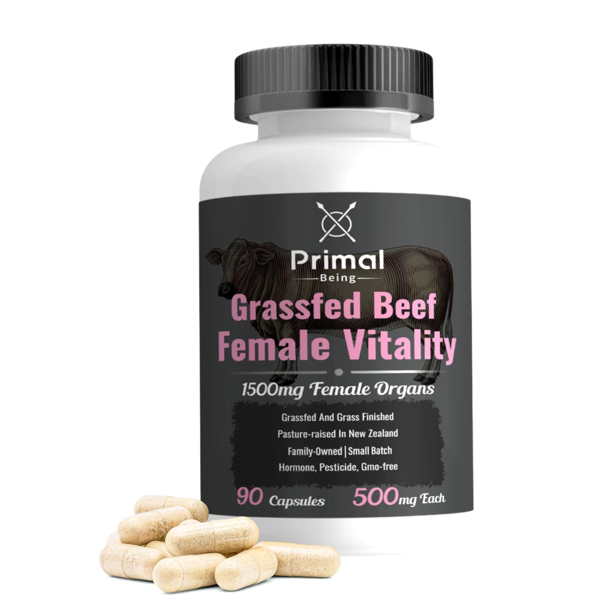 Primal Being Grassfed Beef Female Vitality Supplement Capsule, 90 Capsules