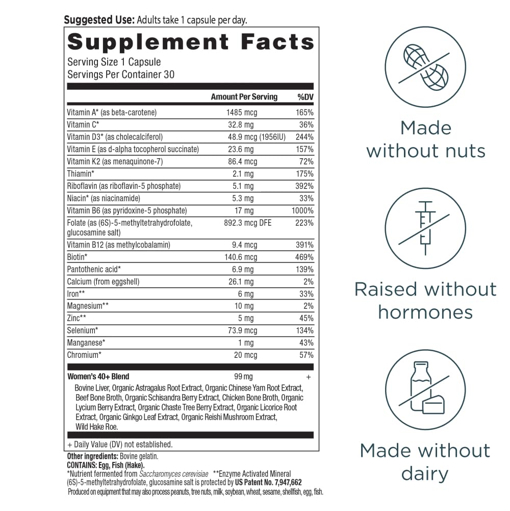 Ancient Nutrition Women's 40+ 1-Day Multivitamin Capsules, 30 Count