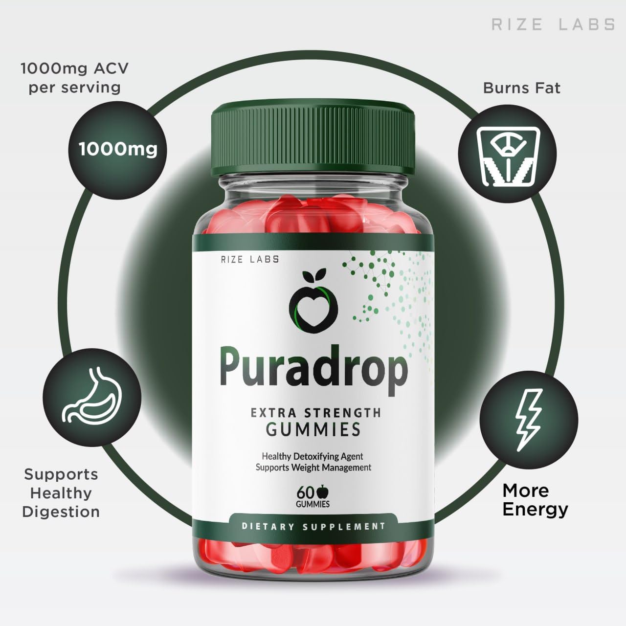 Rize Labs Puradrop Keto ACV Gummies 180 Gummies