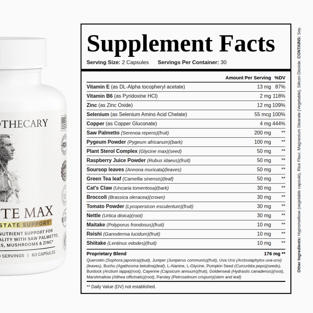 Dear Apothecary Prostate Supplement for Men Capsules, 60 Count