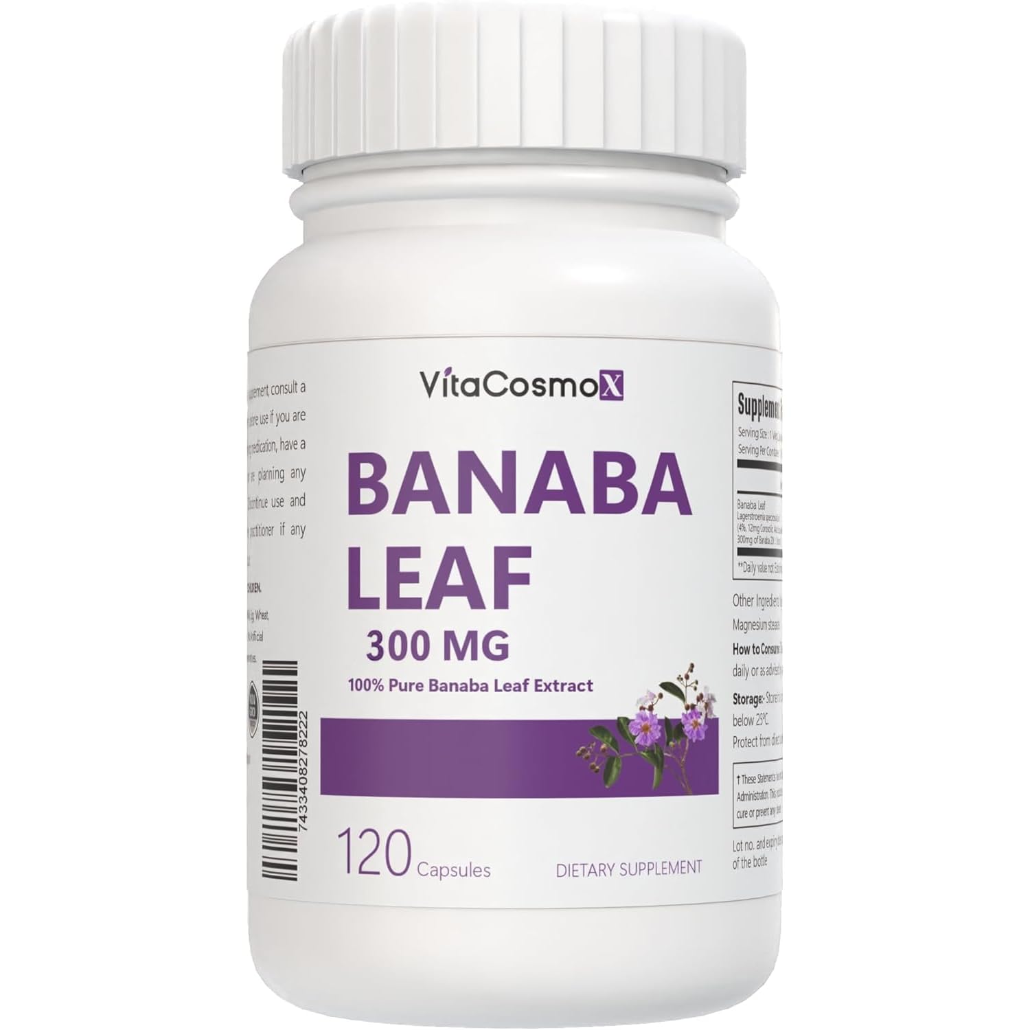 VitaCosmoX Banaba Leaf Extract 300 mg Capsule, 120 Count
