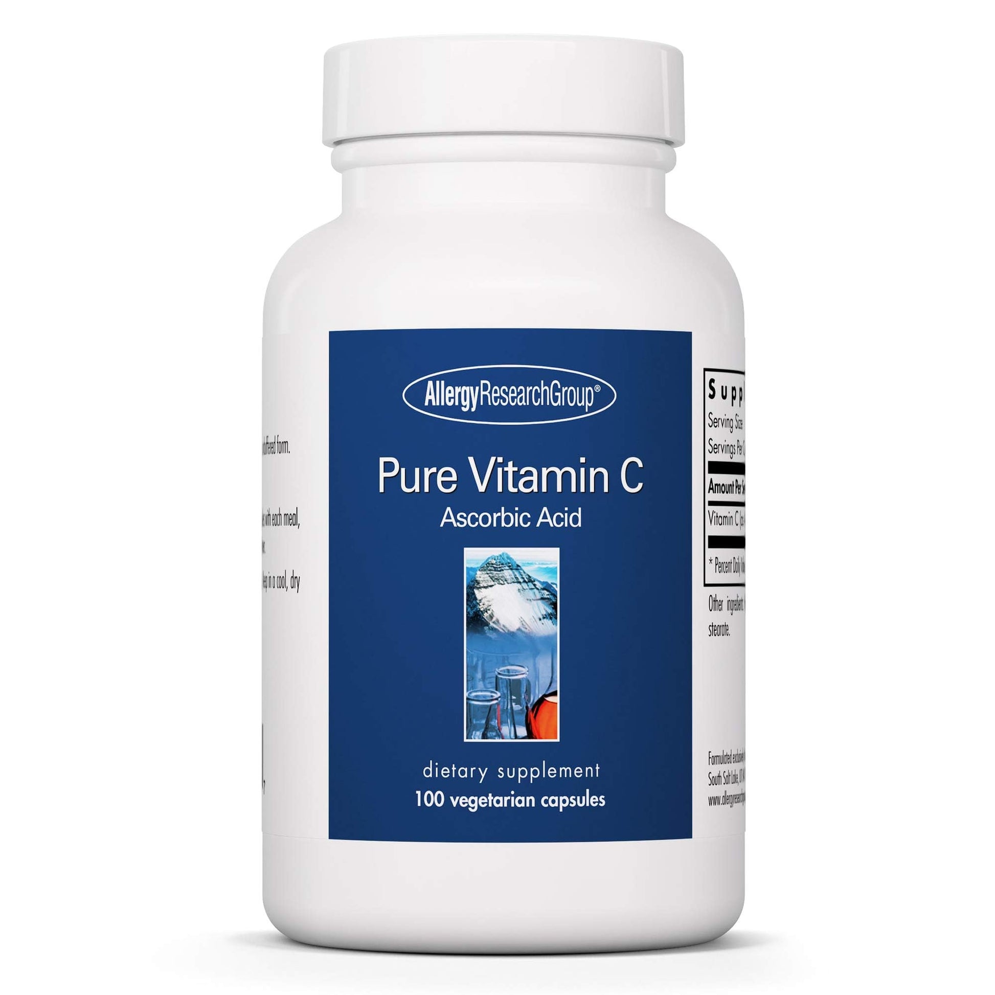 Allergy Research Group ARG Pure Vitamin C 2 g Ascorbic Acid Capsules, 100 Capsules