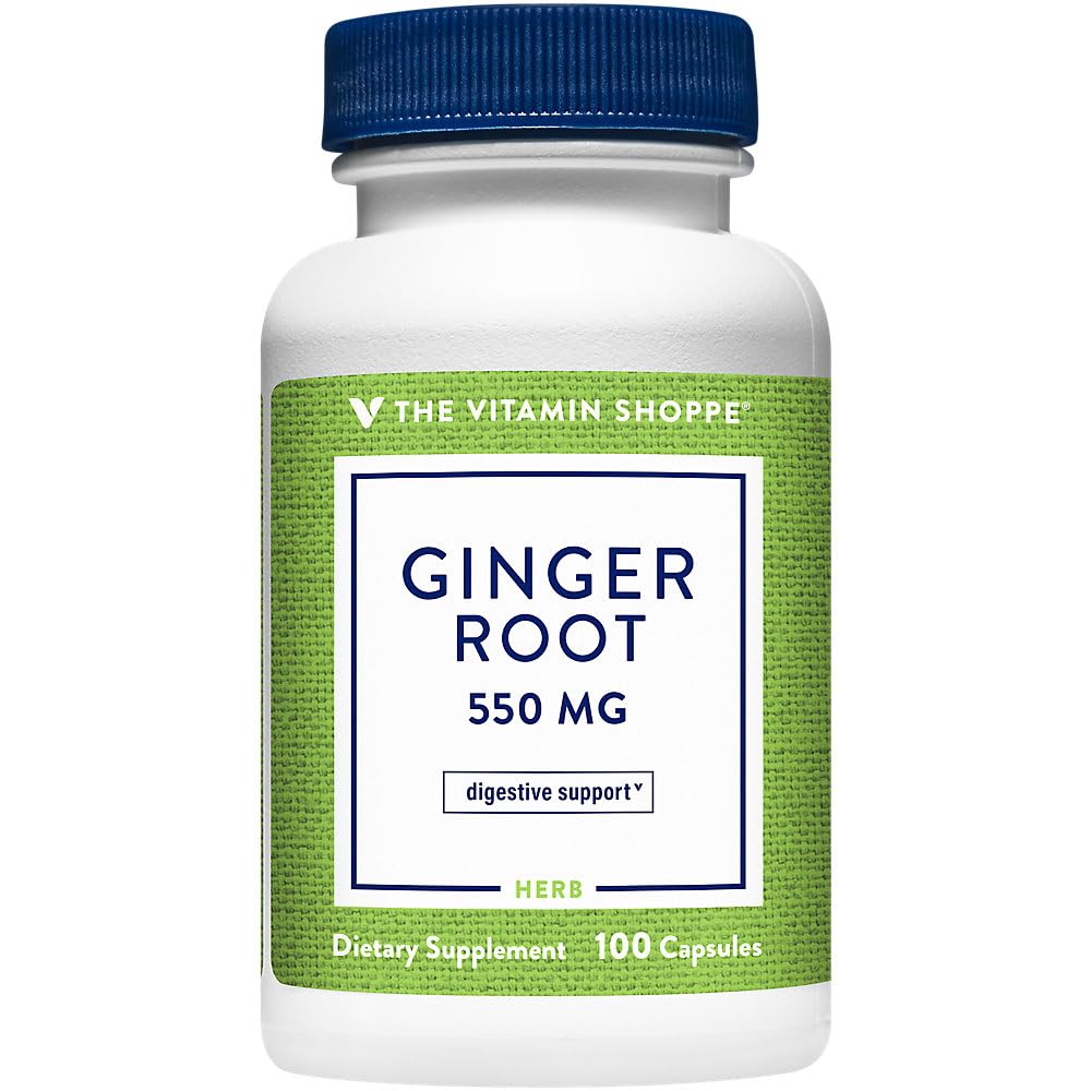 The Vitamin Shoppe Ginger Root 550MG Capsules, 100 Count