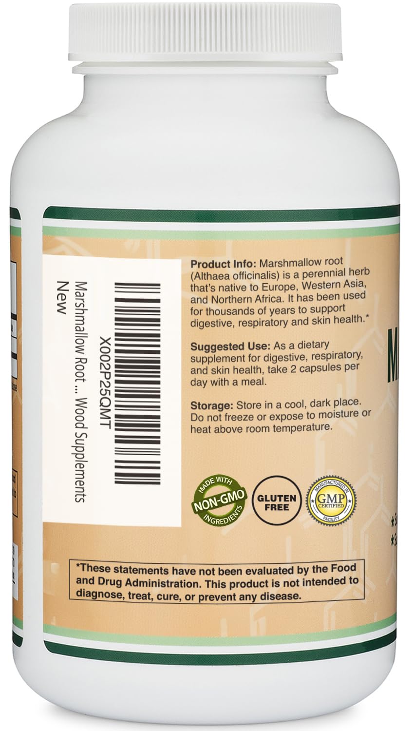 Double Wood Supplements Marshmallow Root Capsules, 60 Count