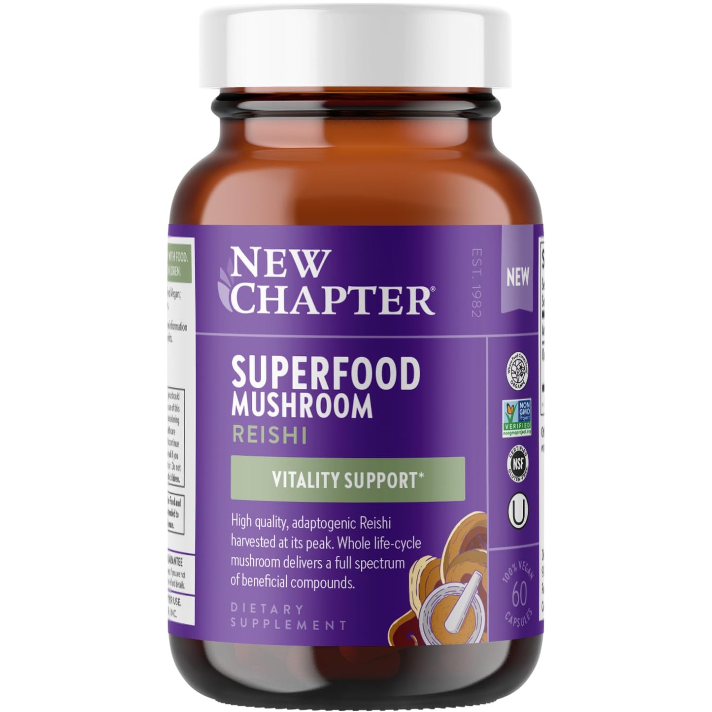 New Chapter Superfood Reishi Mushroom Capsules, 60 Count