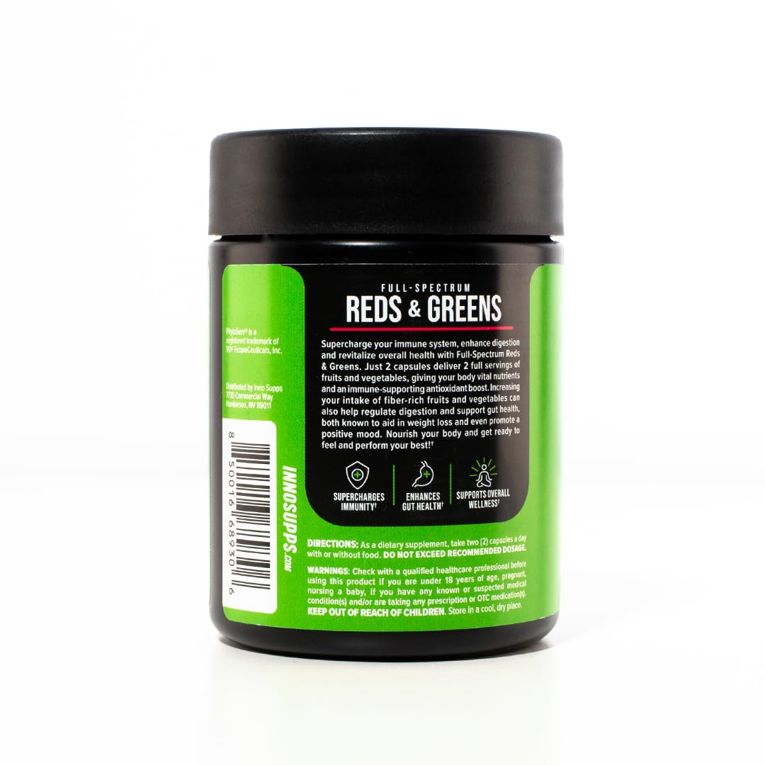 InnoSupps Full Spectrum Reds & Greens Superfood Capsules, 30 Count