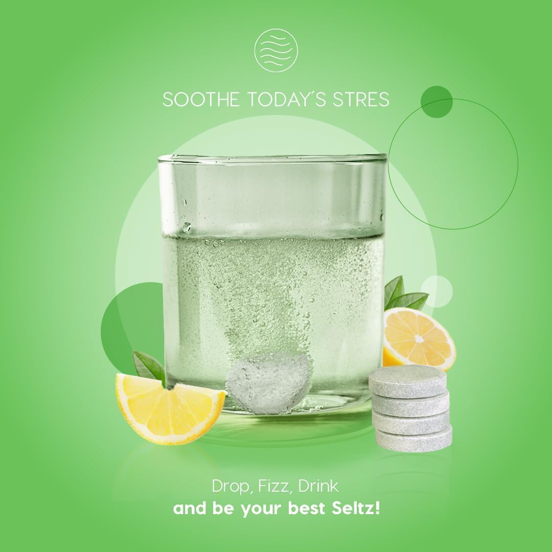 Seltz Soothe Today’s Stress – Effervescent Vitamins for Relaxation & Focus with L-Theanine, Magnesium & Vitamin D3, Lemonade Flavor, 90 Tablets
