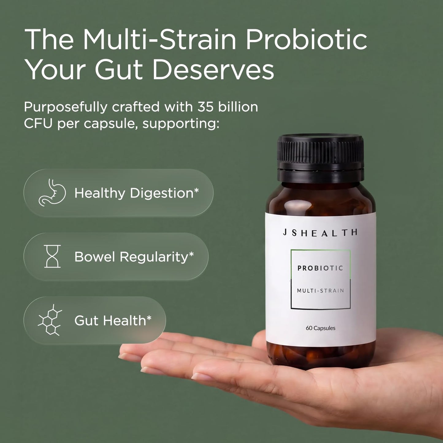 JSHealth Multi-Strain Probiotic Supplement Capsules, 30 Count