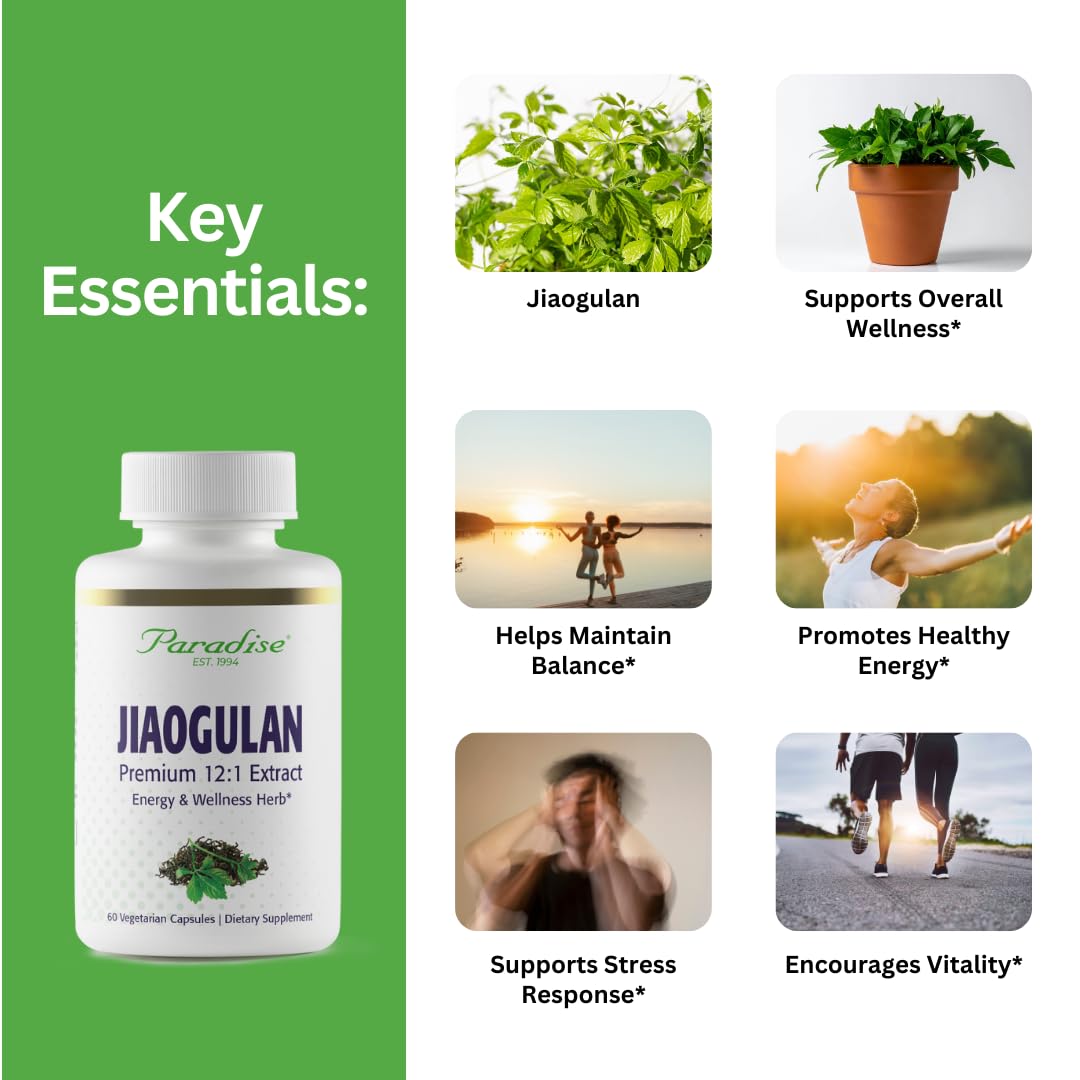 Paradise Herbs Jiaogulan Active Whole Spectrum Capsules 60