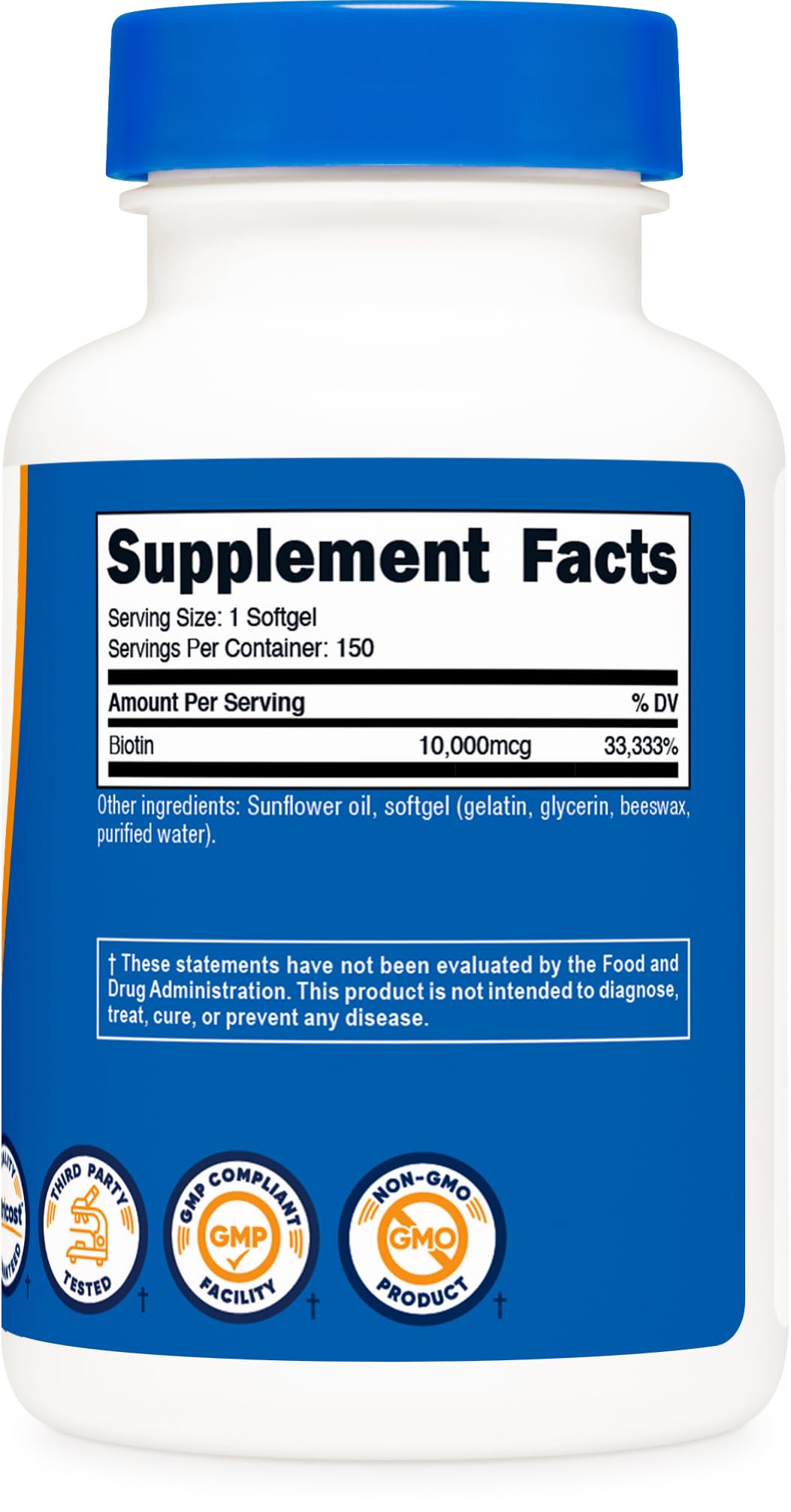 Nutricost Biotin 10,000mcg Softgels, 150 Count