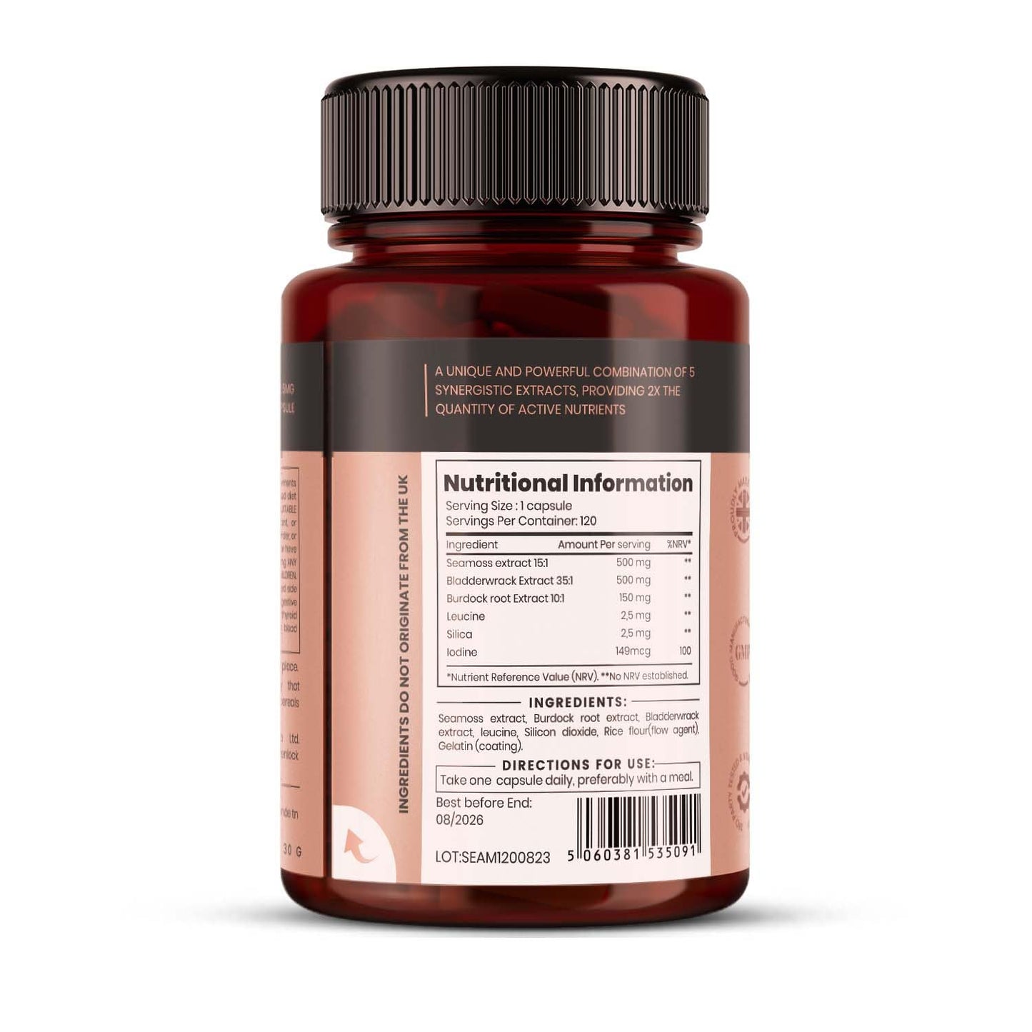 PureClinica Double Strength Seamoss Complex Capsules, 120 Count