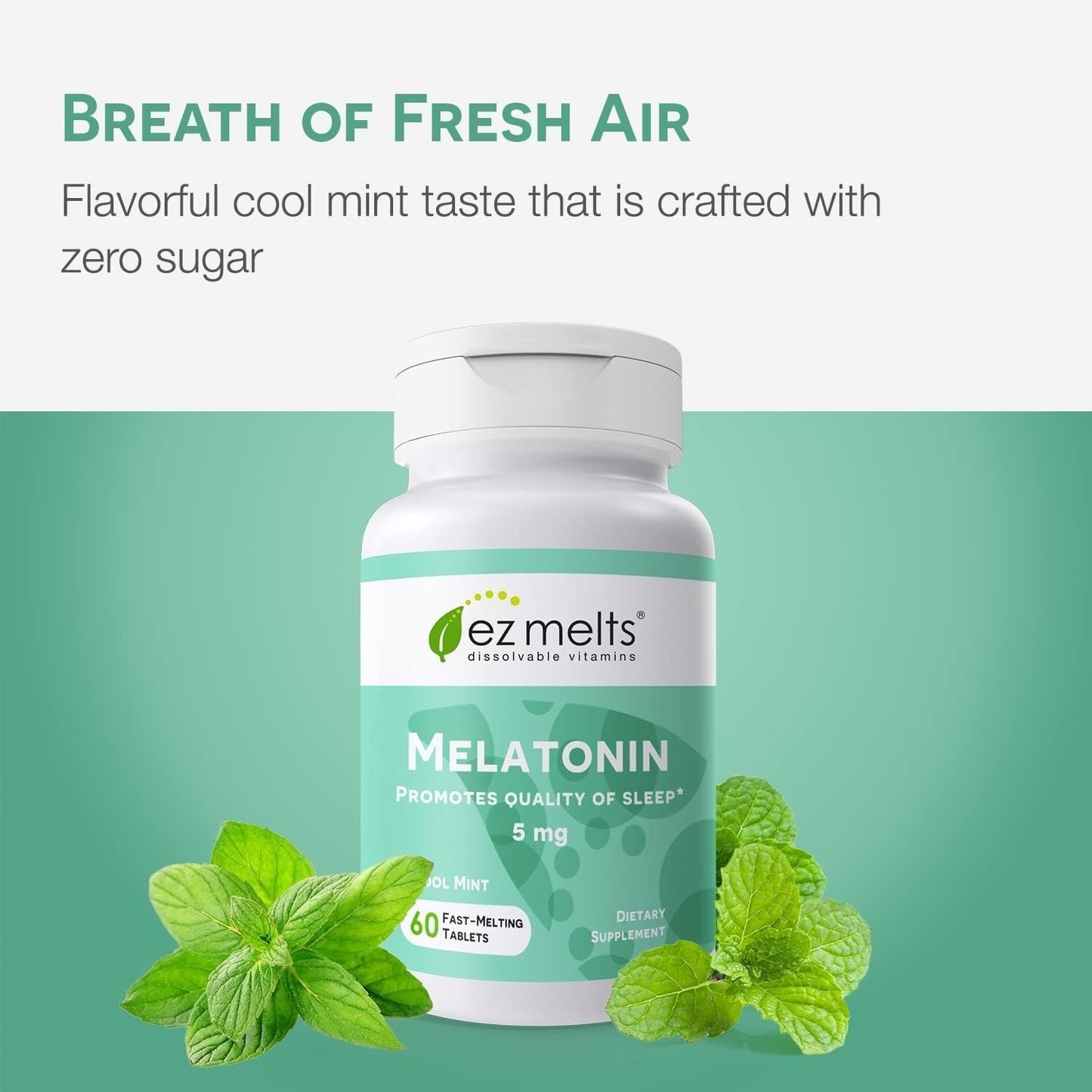 EZ Melts Melatonin Sleep Support Supplement Cool Mint Tablets 120 Tablets