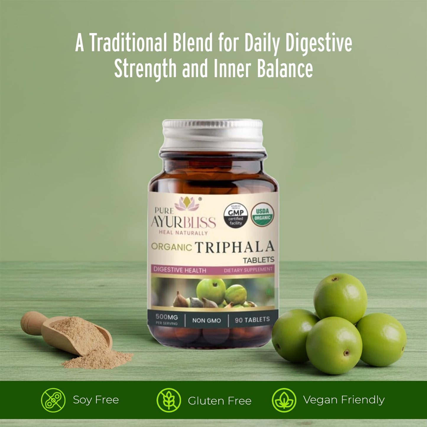 PureAyurbliss Triphala Tablets, 500mg, 90 Count