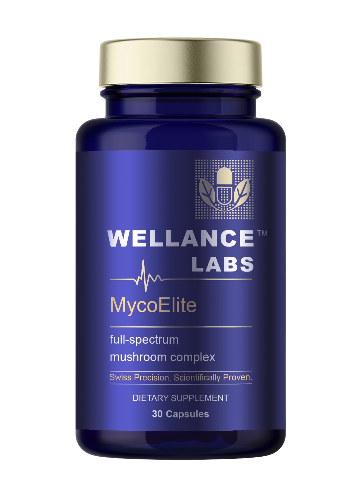 Wellance Labs MycoElite Full-Spectrum Mushroom Complex Lion's Mane, Chaga, Reishi Cognitive Support Capsules, 30 Count