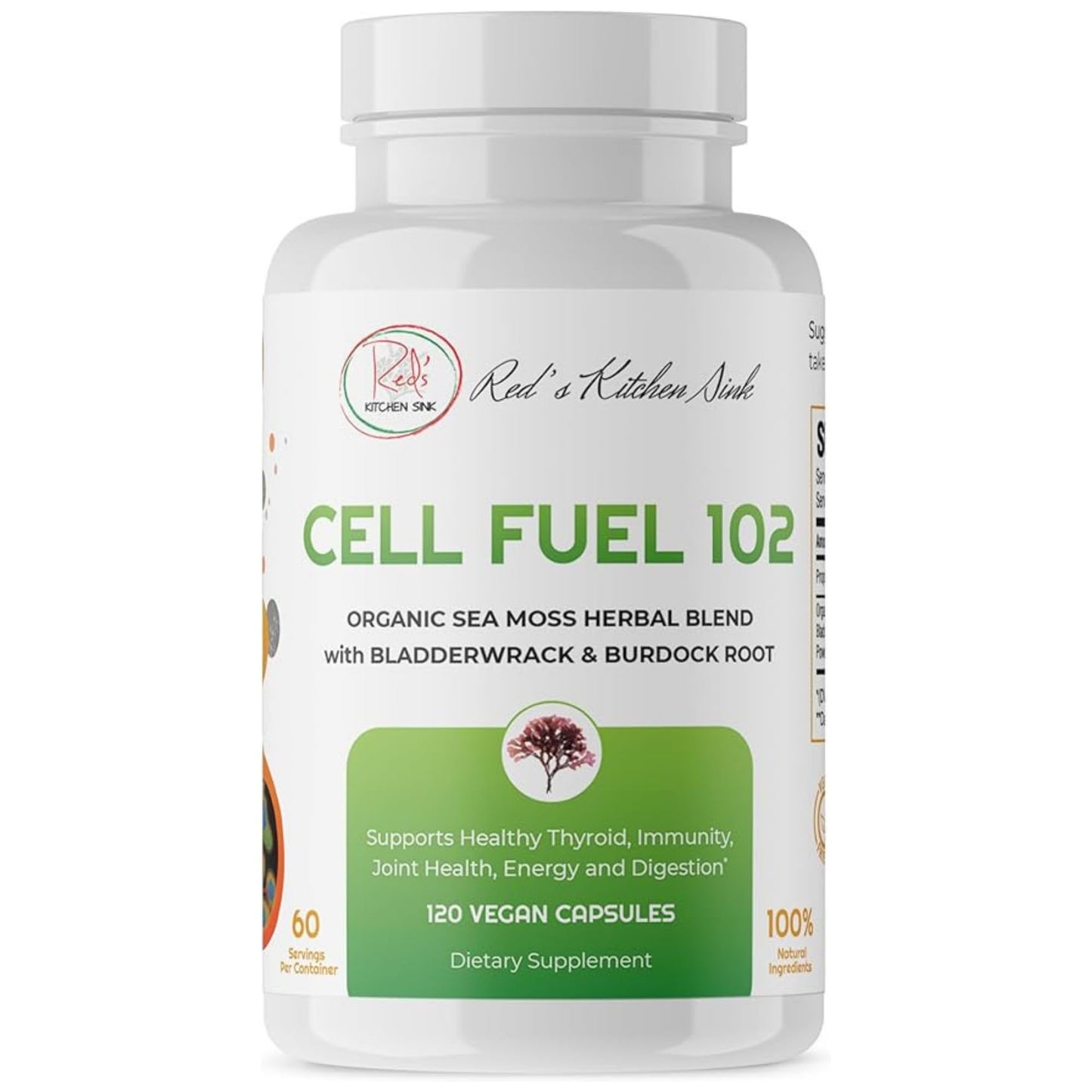 Red's Kitchen Sink Cell Fuel 102 Organic Sea Moss Capsules, 120 Count