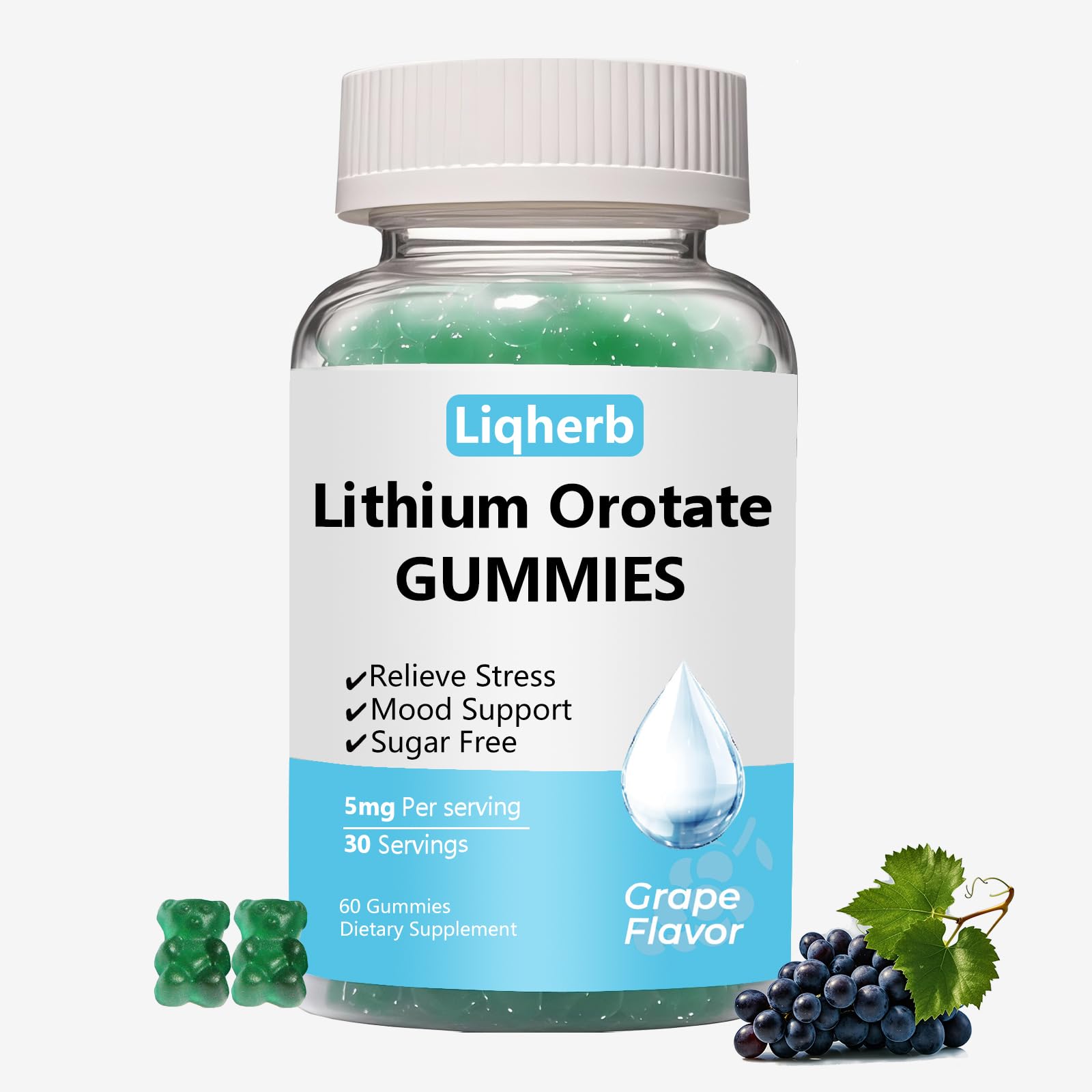 Liqherb Lithium Orotate 5mg Gummies 60 Count