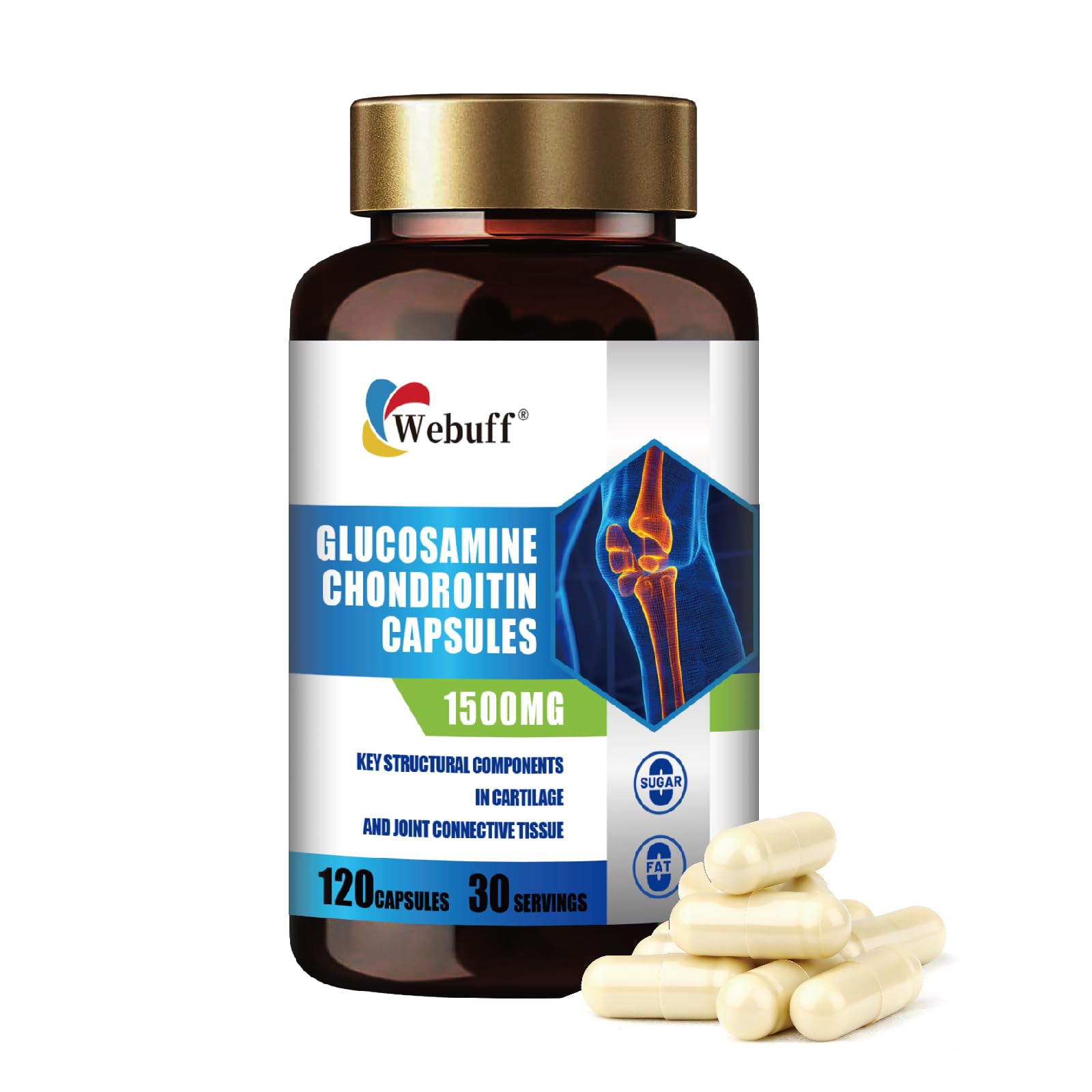 Webuff Glucosamine Chondroitin Turmeric Dietary Supplement 120 Capsules