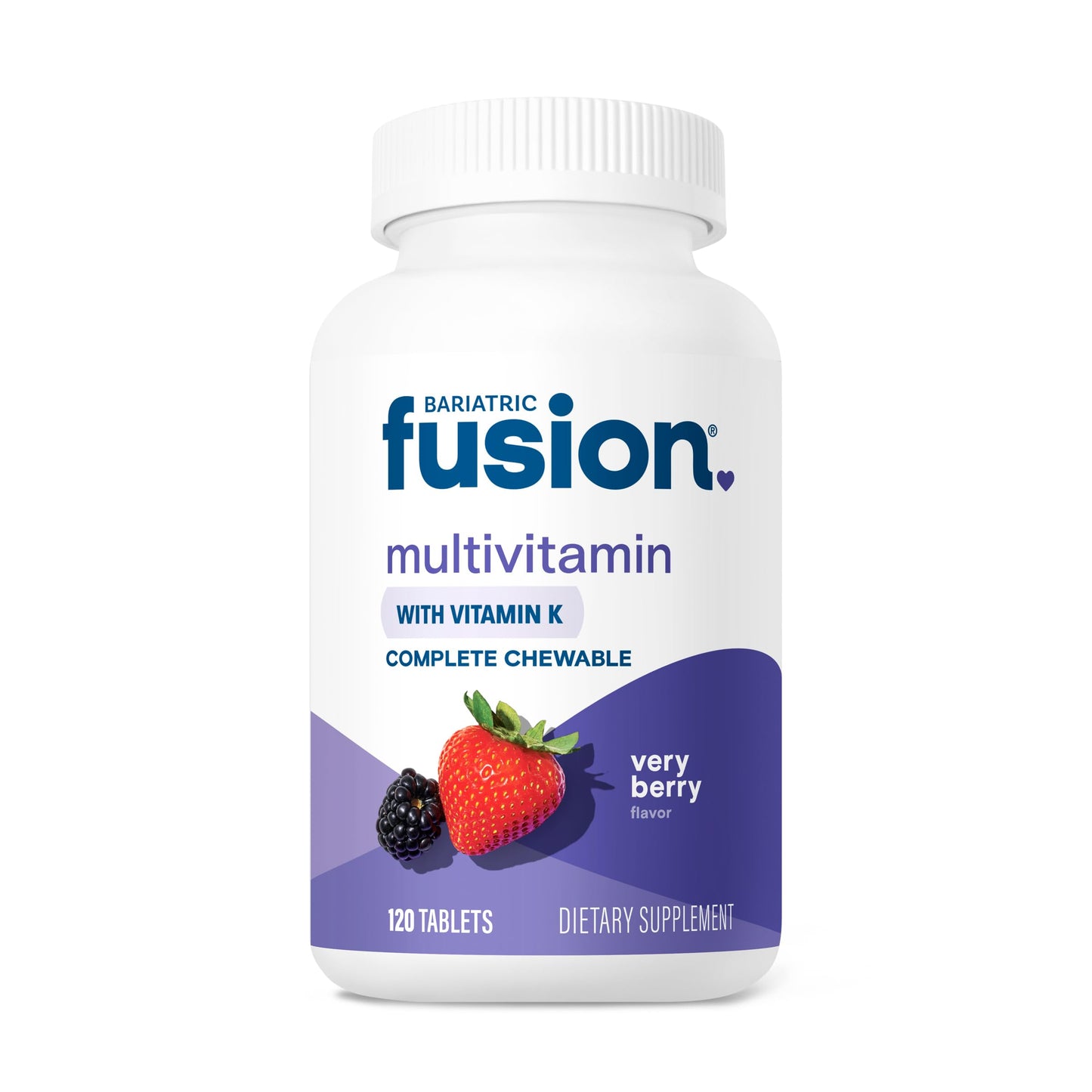 Bariatric Fusion Very Berry Complete Chewable Bariatric Multivitamin with Iron and Vitamin K for Bariatric Surgery Patients, 120 Tablets