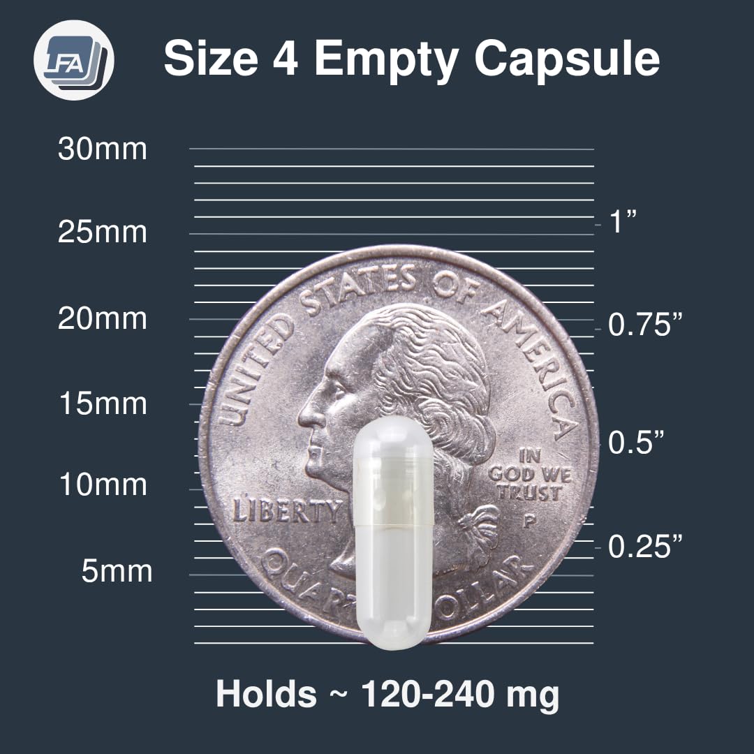 LFA Tablet Presses Empty Capsules Size 4 Clear Gelatin, 500 Count